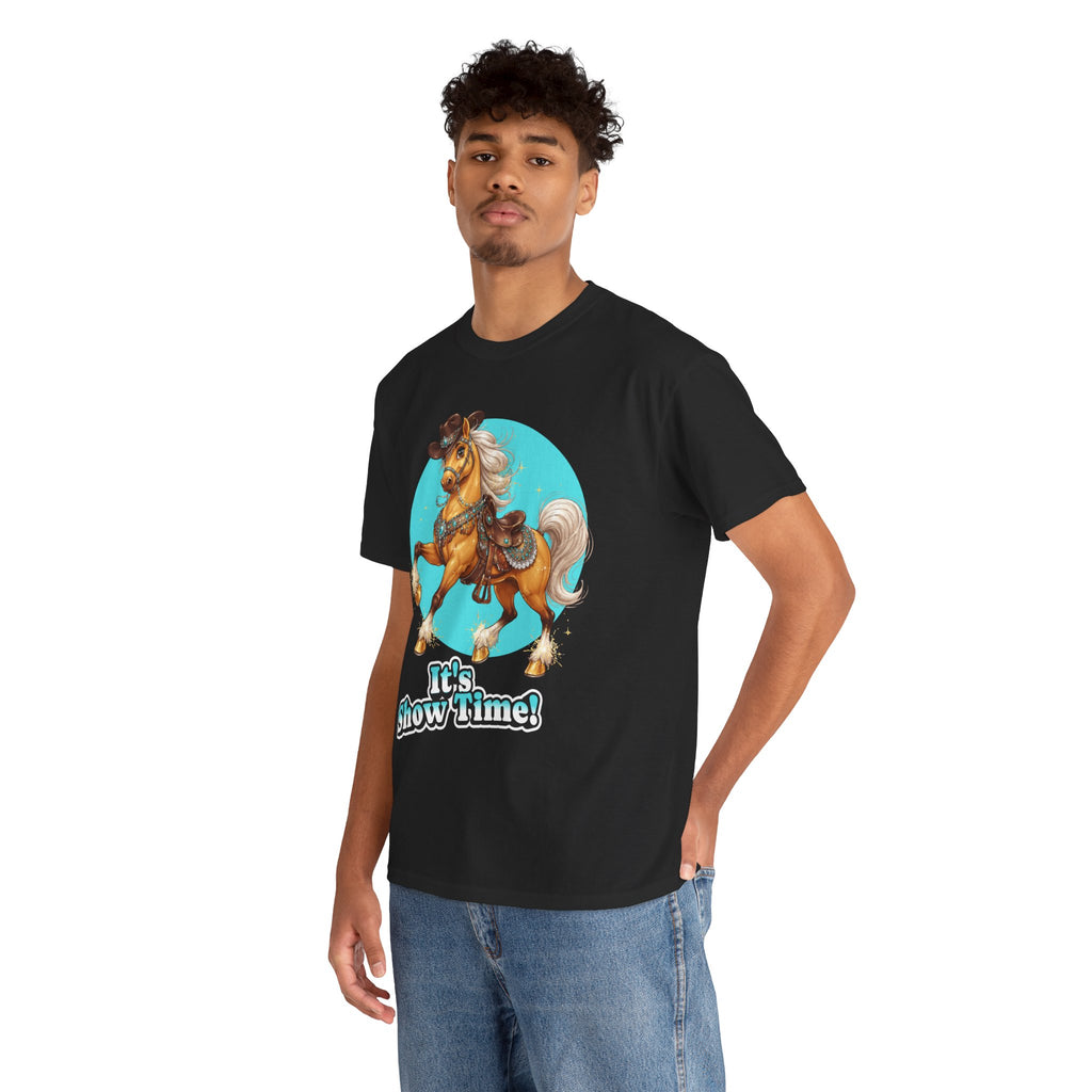"It's Show Time!" Equestrian T-Shirt | Large Logo Horse Fun Graphic Tee