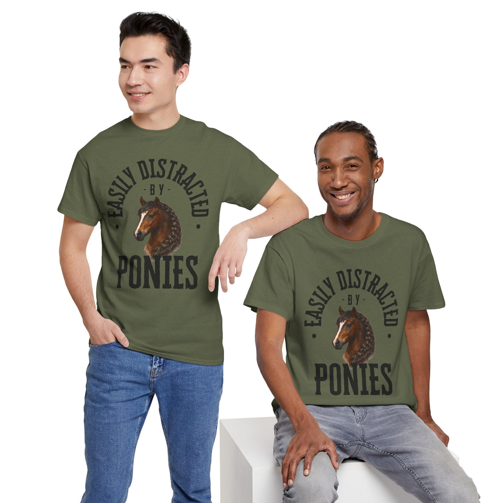 "Easily Distracted by Ponies" Equestrian T-Shirt | Funny Horse Lover Tee