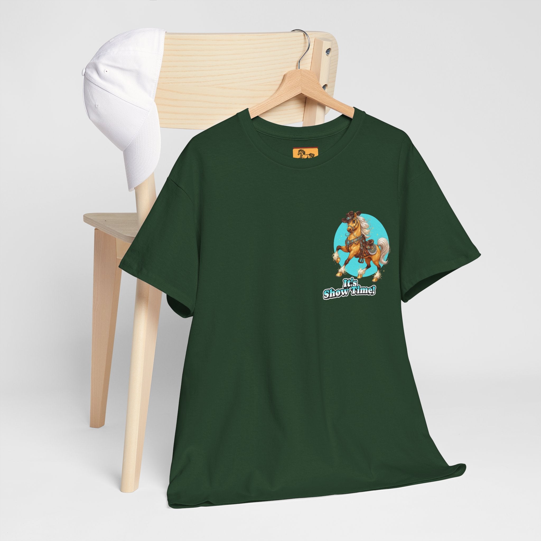 "It's Show Time!" Equestrian T-Shirt | Small Logo Horse Show Graphic Tee