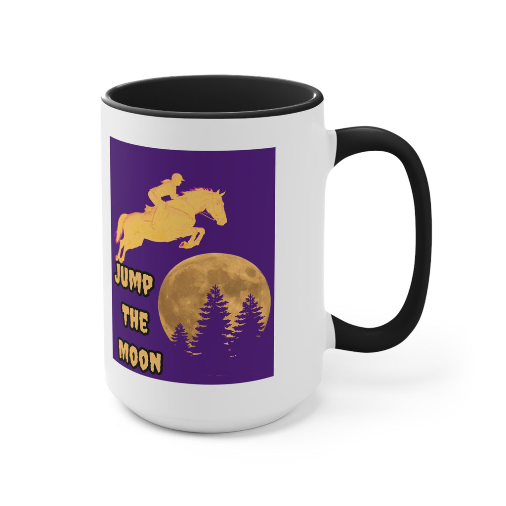 "Jump the Moon" Accent Mug — Equestrian Themed Mug
