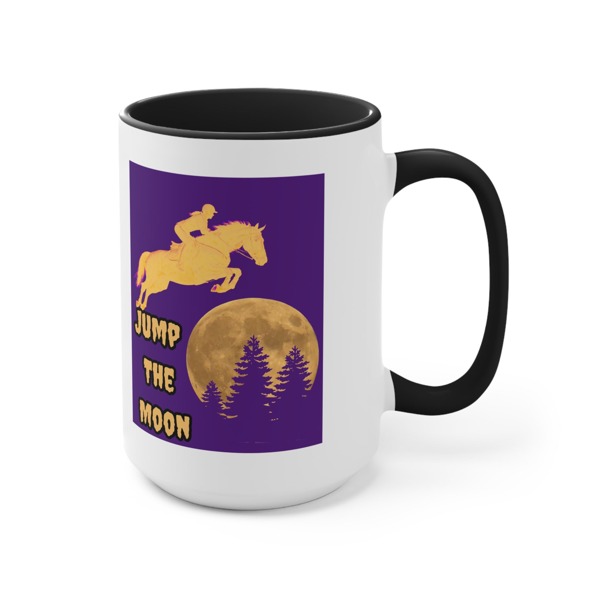 "Jump the Moon" Accent Mug — Equestrian Themed Mug