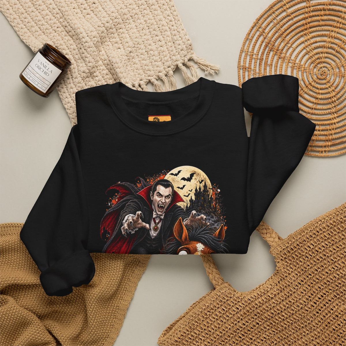 Vampire! Spooky Horse Halloween Sweatshirt Funny Haunted Pony Crewneck