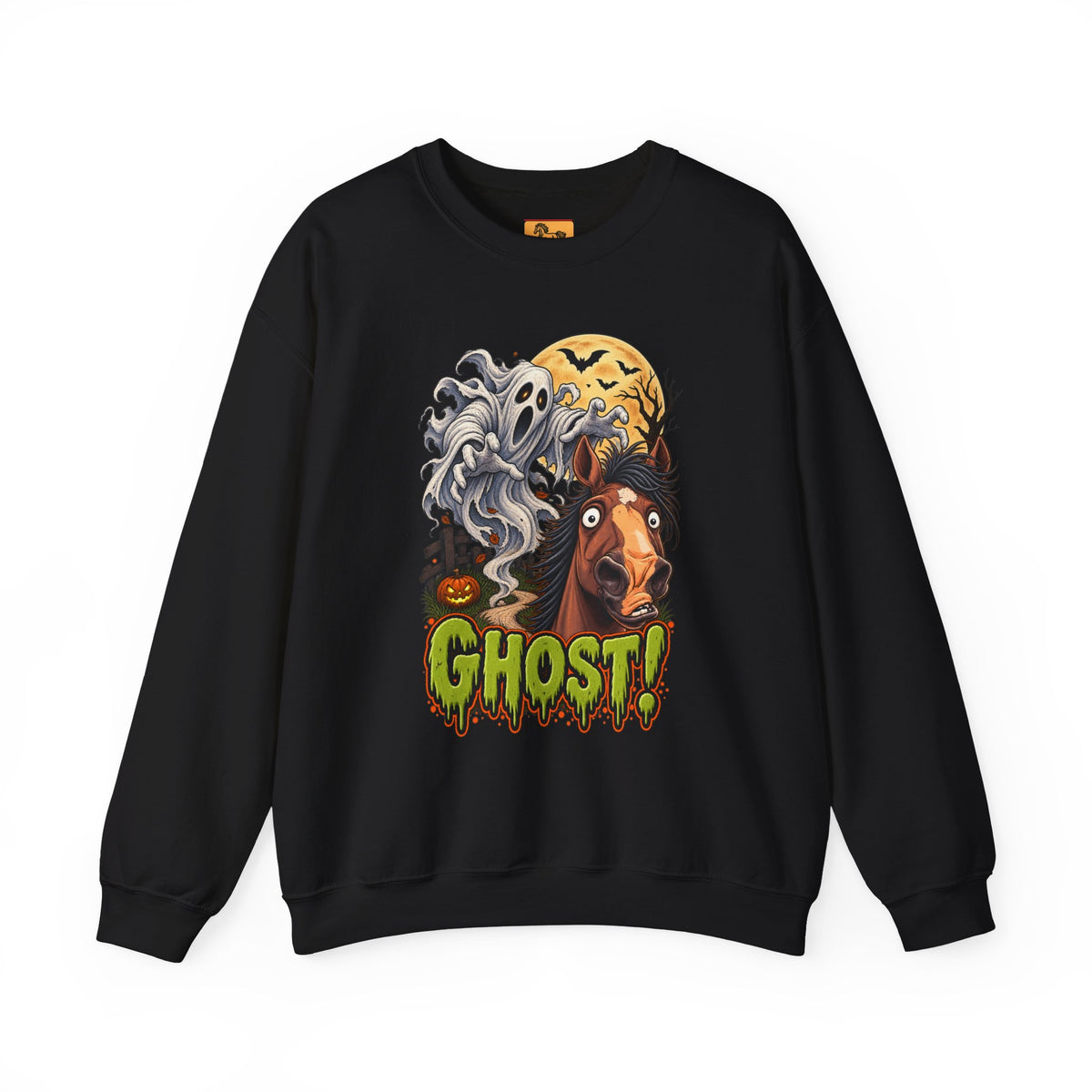 Ghost! Spooky Horse Halloween Sweatshirt Funny Haunted Pony Crewneck