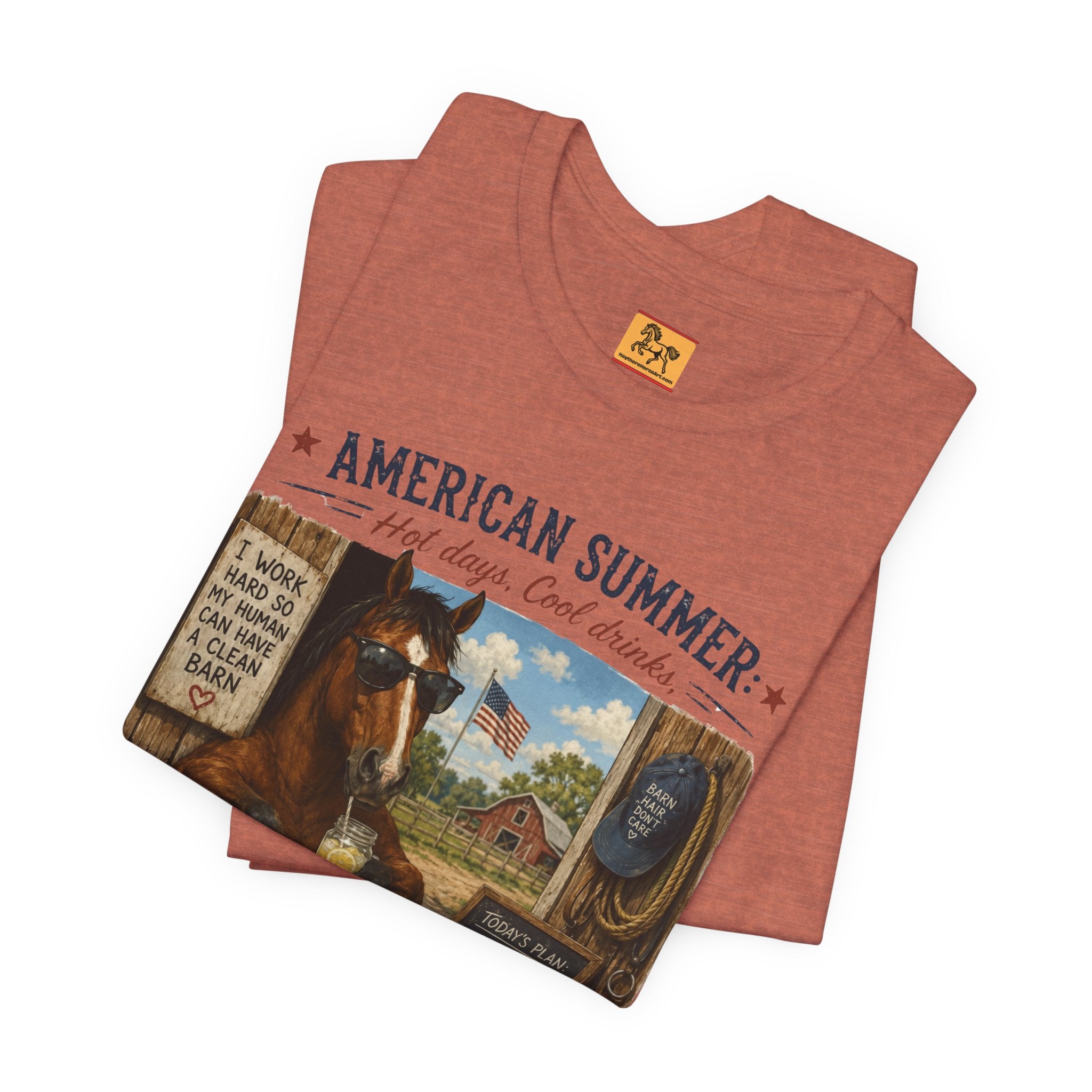 American Summer Horses T-Shirt | "Horses & Zero Rush" Vintage Farm Tee