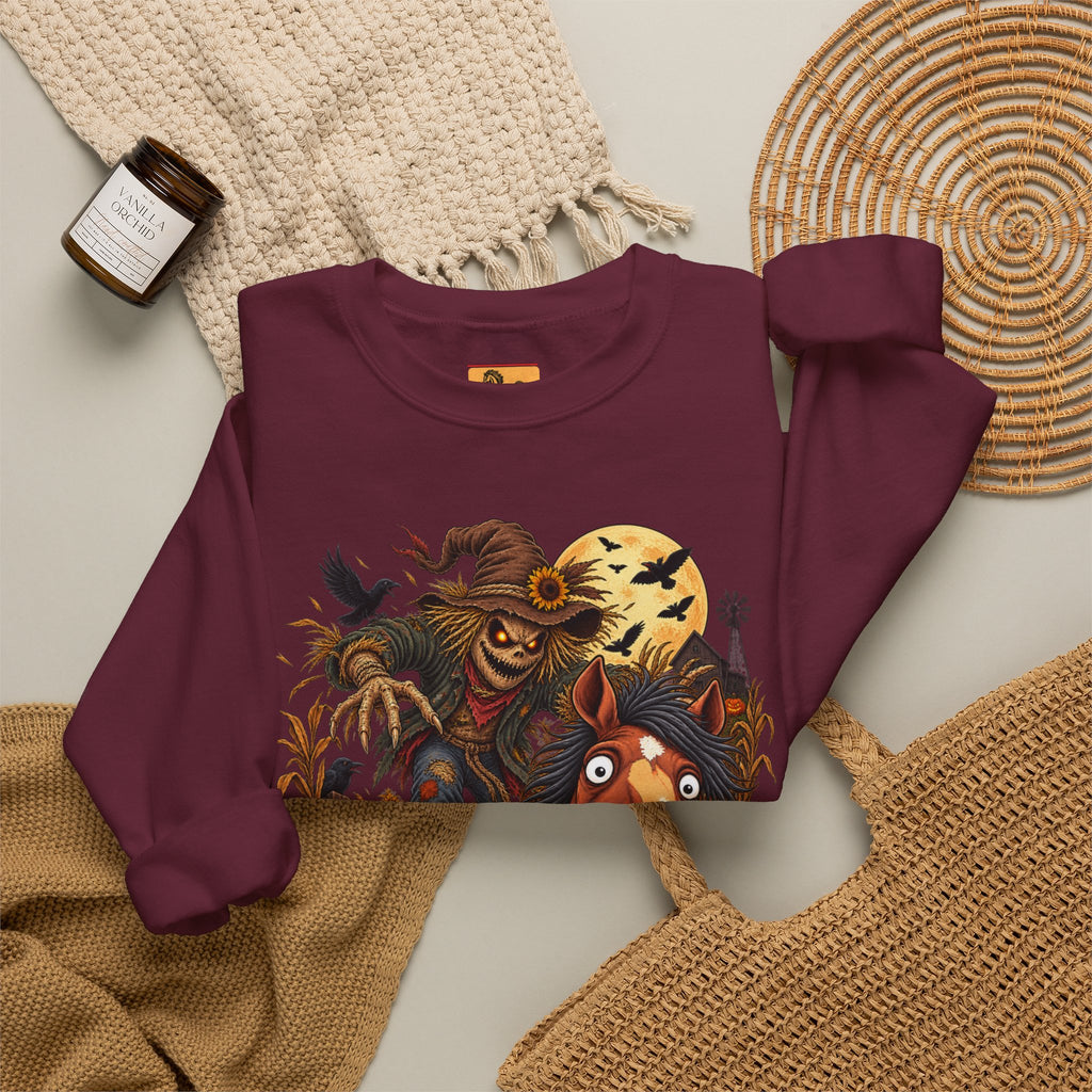 Scarecrow! Spooky Horse Halloween Sweatshirt, Funny Haunted Pony Crewneck