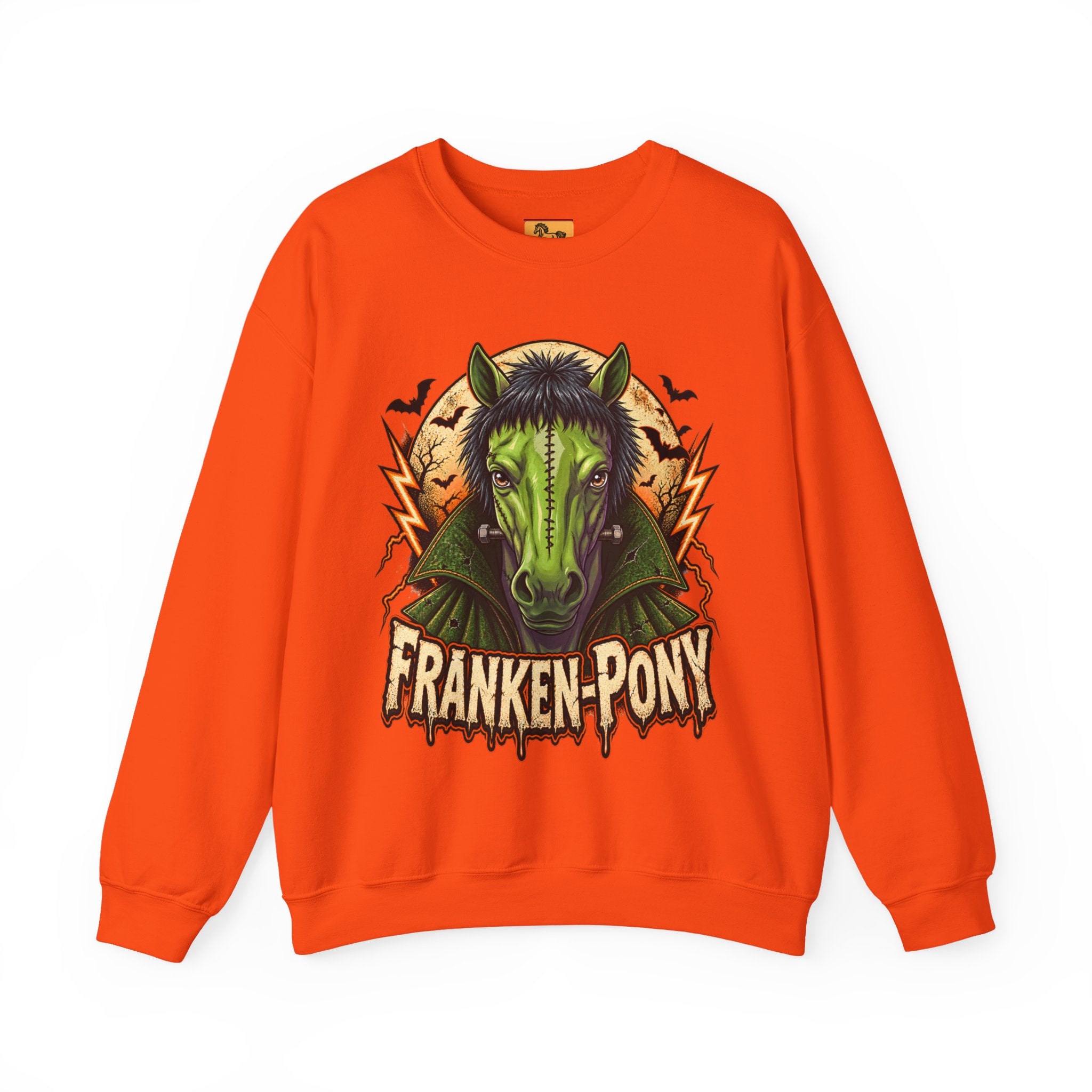 Franken-Pony Halloween Sweatshirt, Mad Science Monster Horse Crewneck