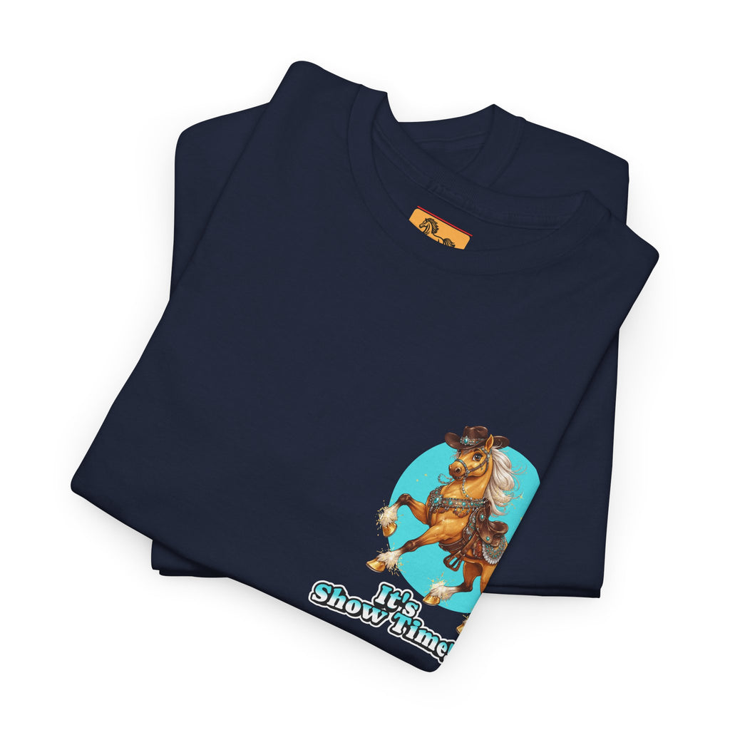 "It's Show Time!" Equestrian T-Shirt | Small Logo Horse Show Graphic Tee