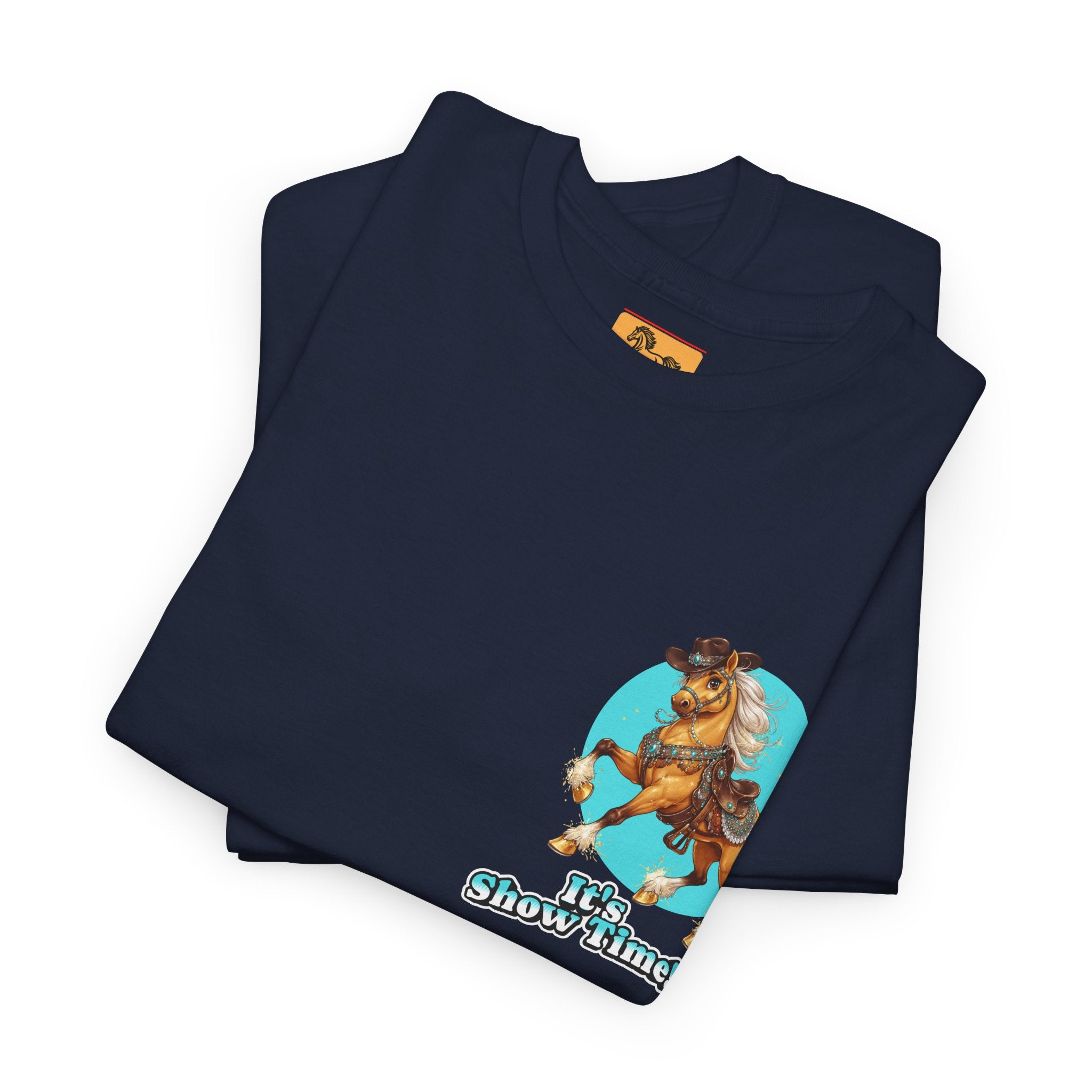 "It's Show Time!" Equestrian T-Shirt | Small Logo Horse Show Graphic Tee