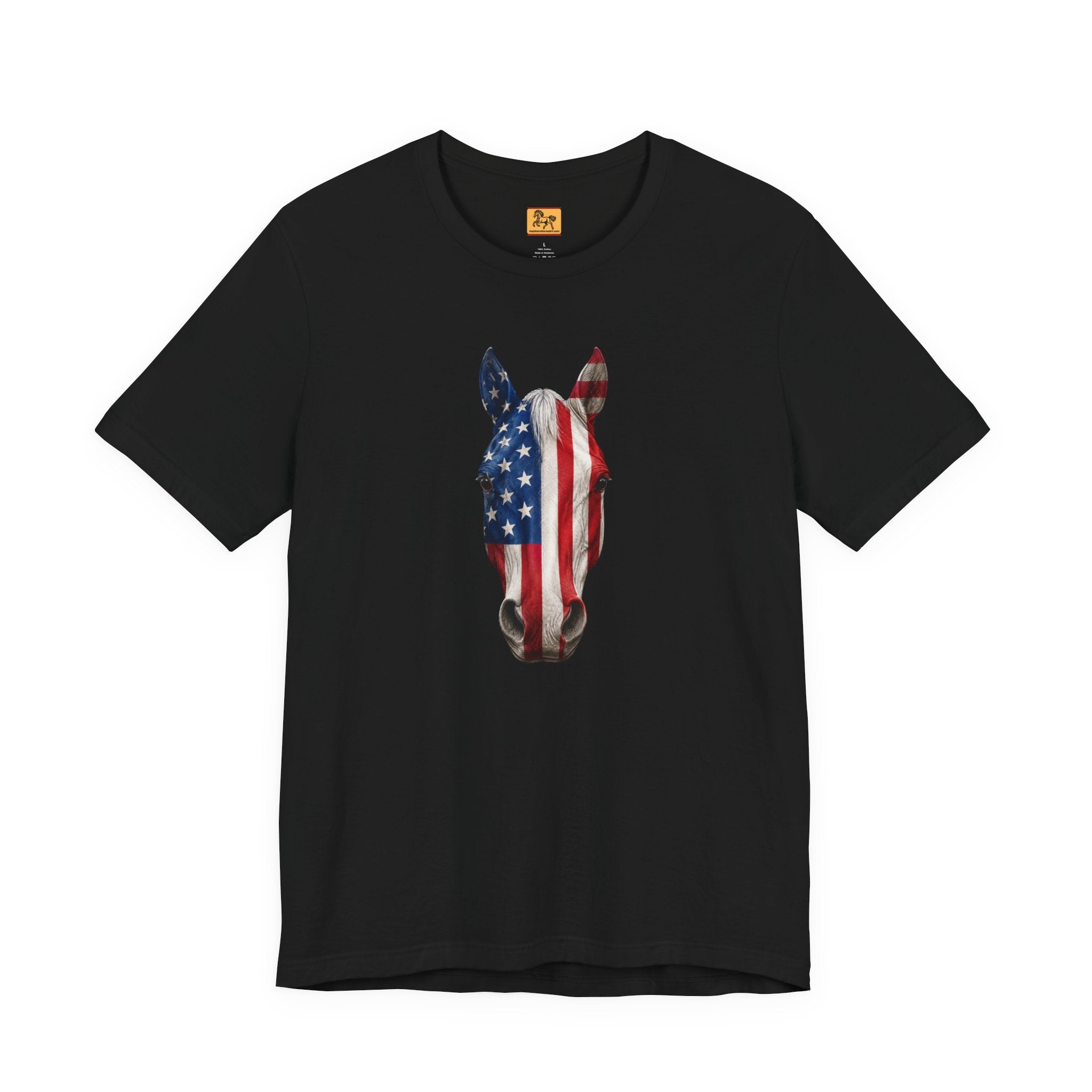 American Flag Horse Head Tee | Patriotic Equestrian T-Shirt for 4th of July