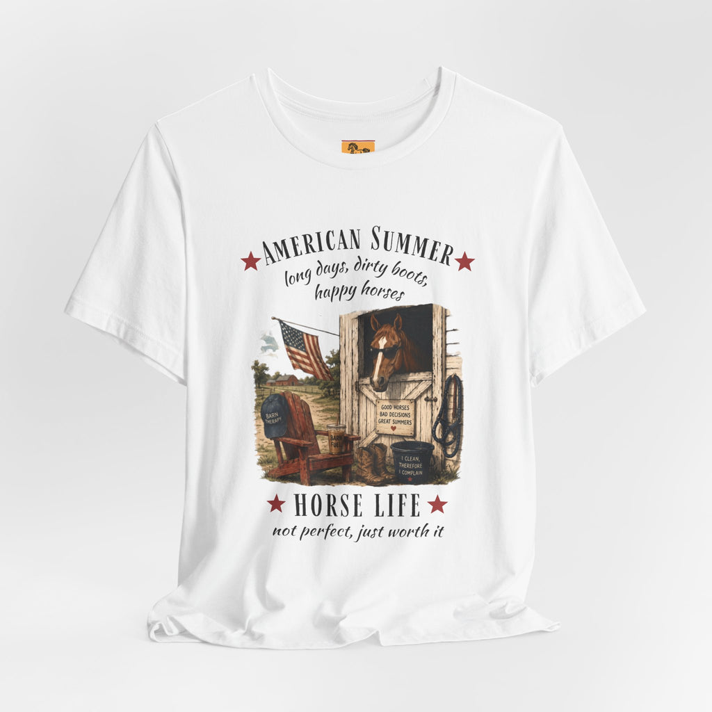 Horse Life American Summer T-Shirt | Rustic Equestrian Vintage Tee