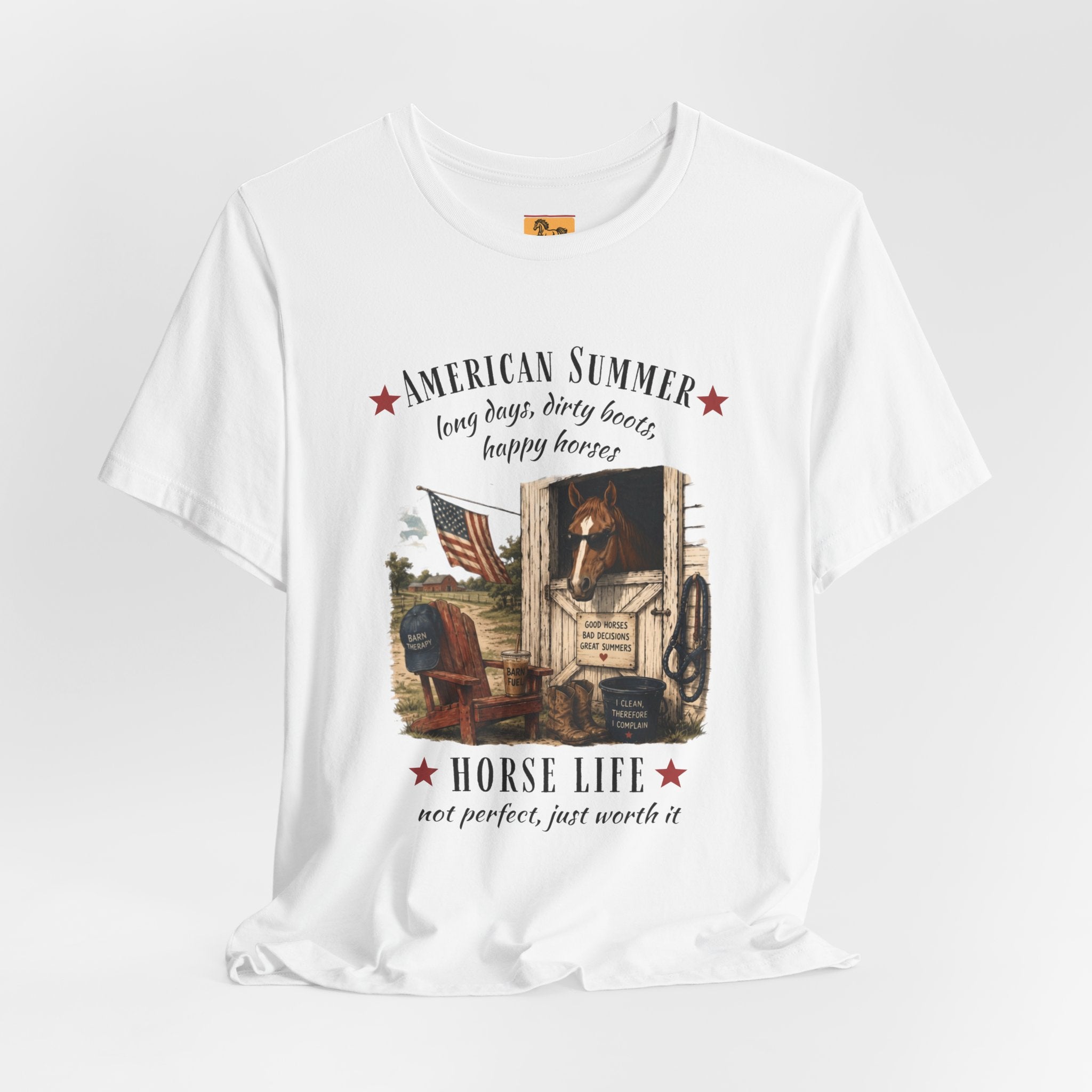 Horse Life American Summer T-Shirt | Rustic Equestrian Vintage Tee
