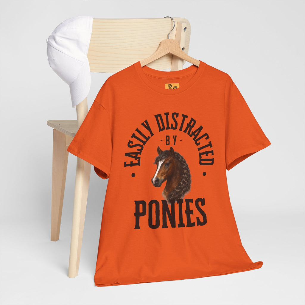 "Easily Distracted by Ponies" Equestrian T-Shirt | Funny Horse Lover Tee