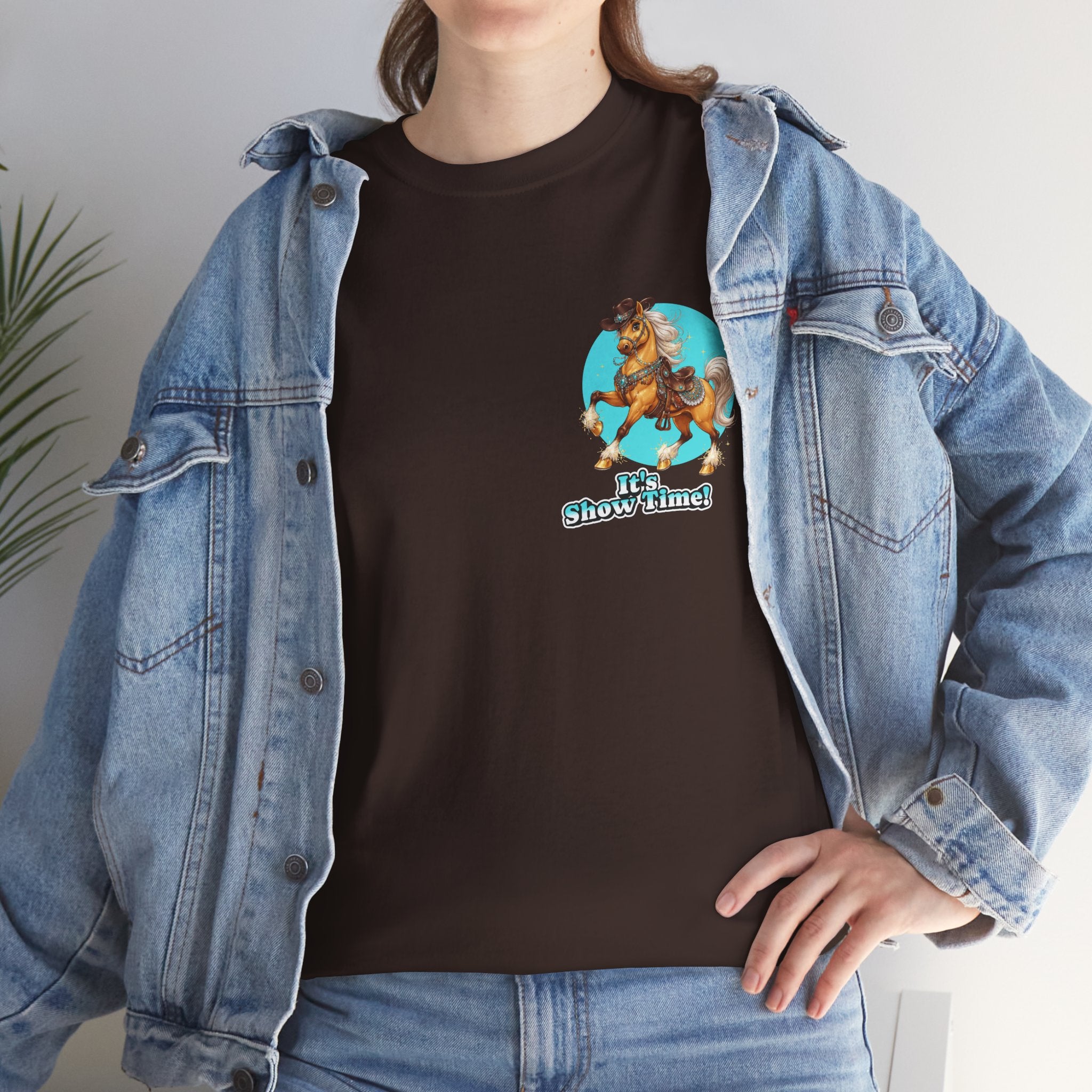 "It's Show Time!" Equestrian T-Shirt | Small Logo Horse Show Graphic Tee
