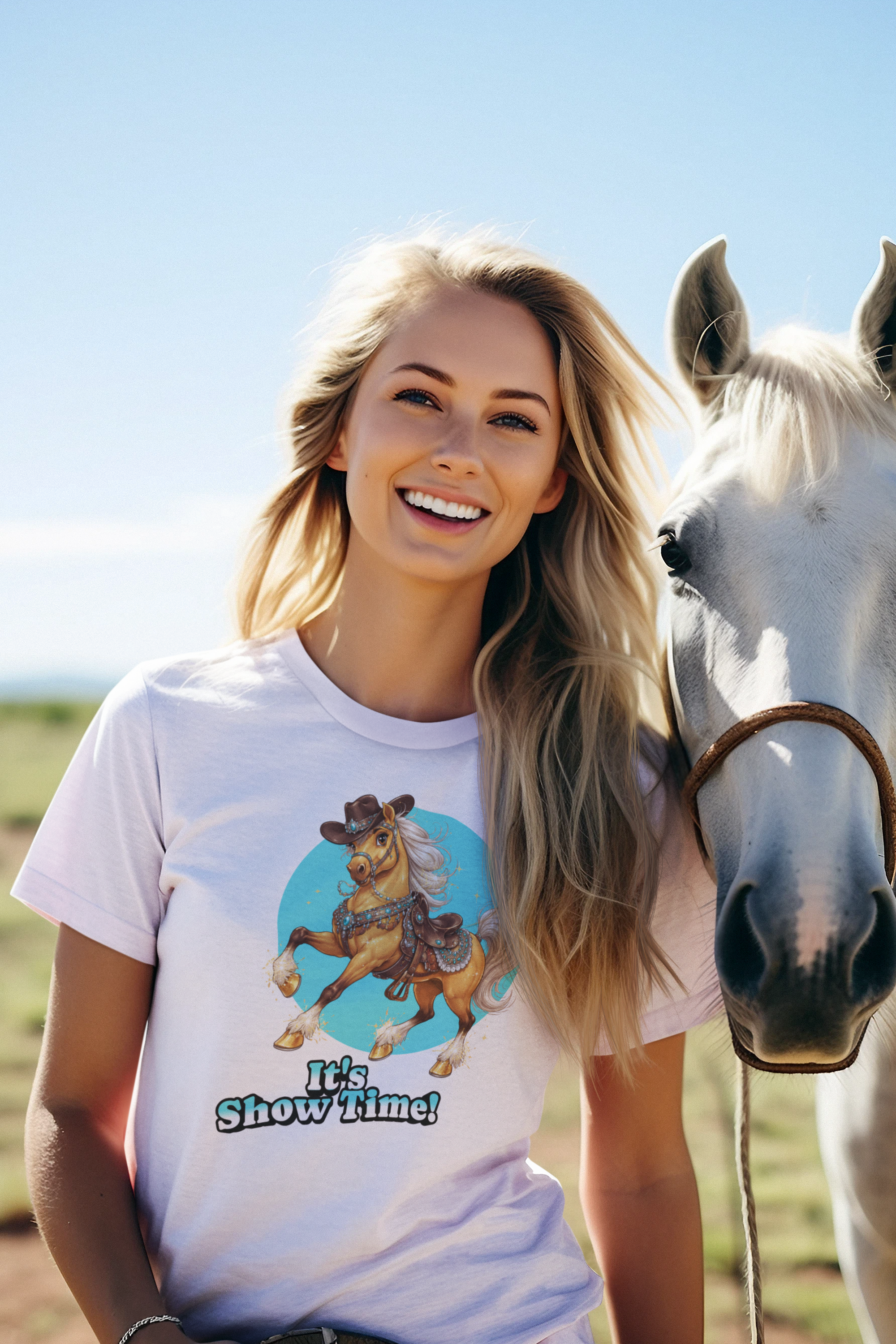 "It's Show Time!" Equestrian T-Shirt | Large Logo Horse Fun Graphic Tee