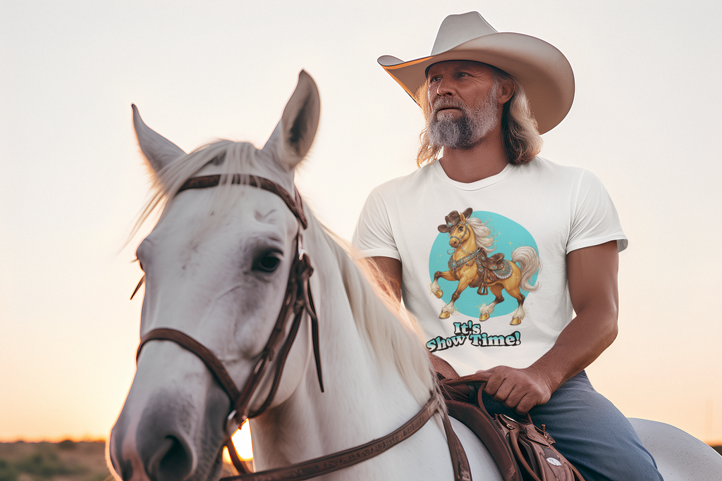 "It's Show Time!" Equestrian T-Shirt | Large Logo Horse Fun Graphic Tee