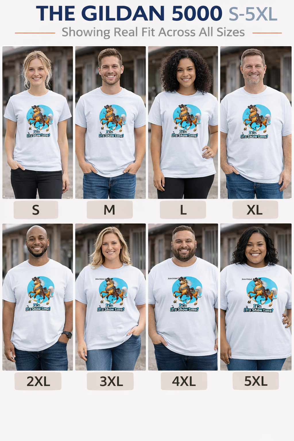 "It's Show Time!" Equestrian T-Shirt | Large Logo Horse Fun Graphic Tee