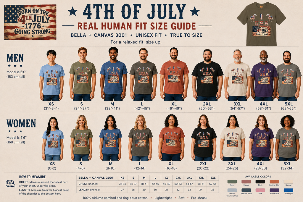 USA Born on the 4th of July 1776 Independence Day Patriotic T-Shirt | American Horse Tee