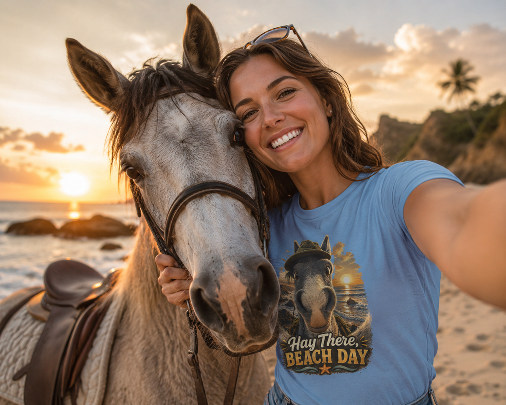 Beach Day Horse T-Shirt | "Hay There, Beach Day" Funny Graphic Tee