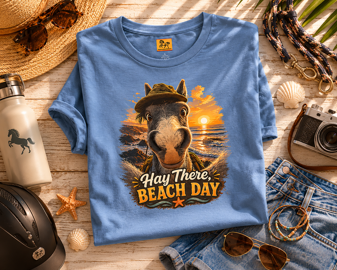 Beach Day Horse T-Shirt | "Hay There, Beach Day" Funny Graphic Tee