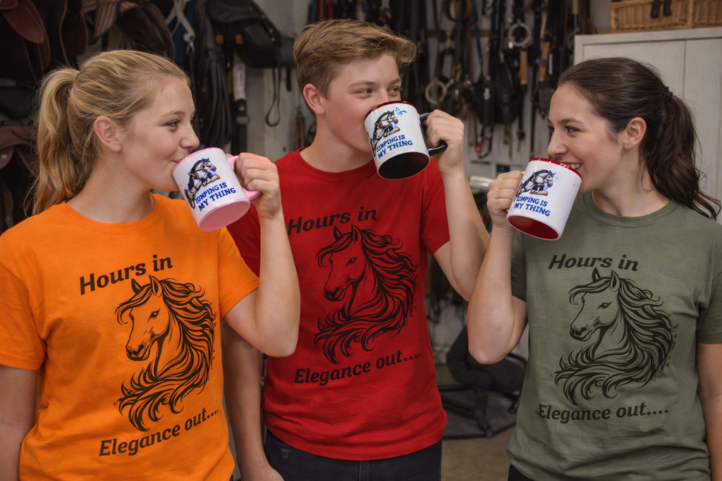 Hours in Elegance Out Equestrian T-Shirt Elegant Horse Training & Dressage Graphic Tee