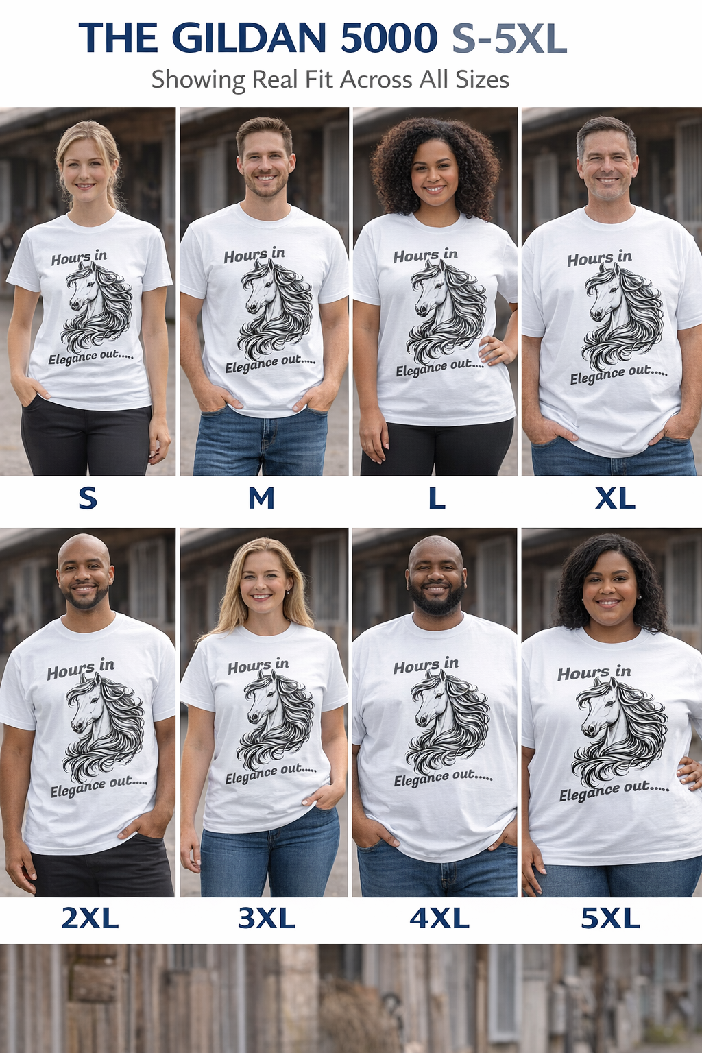 Hours in Elegance Out Equestrian T-Shirt Elegant Horse Training & Dressage Graphic Tee
