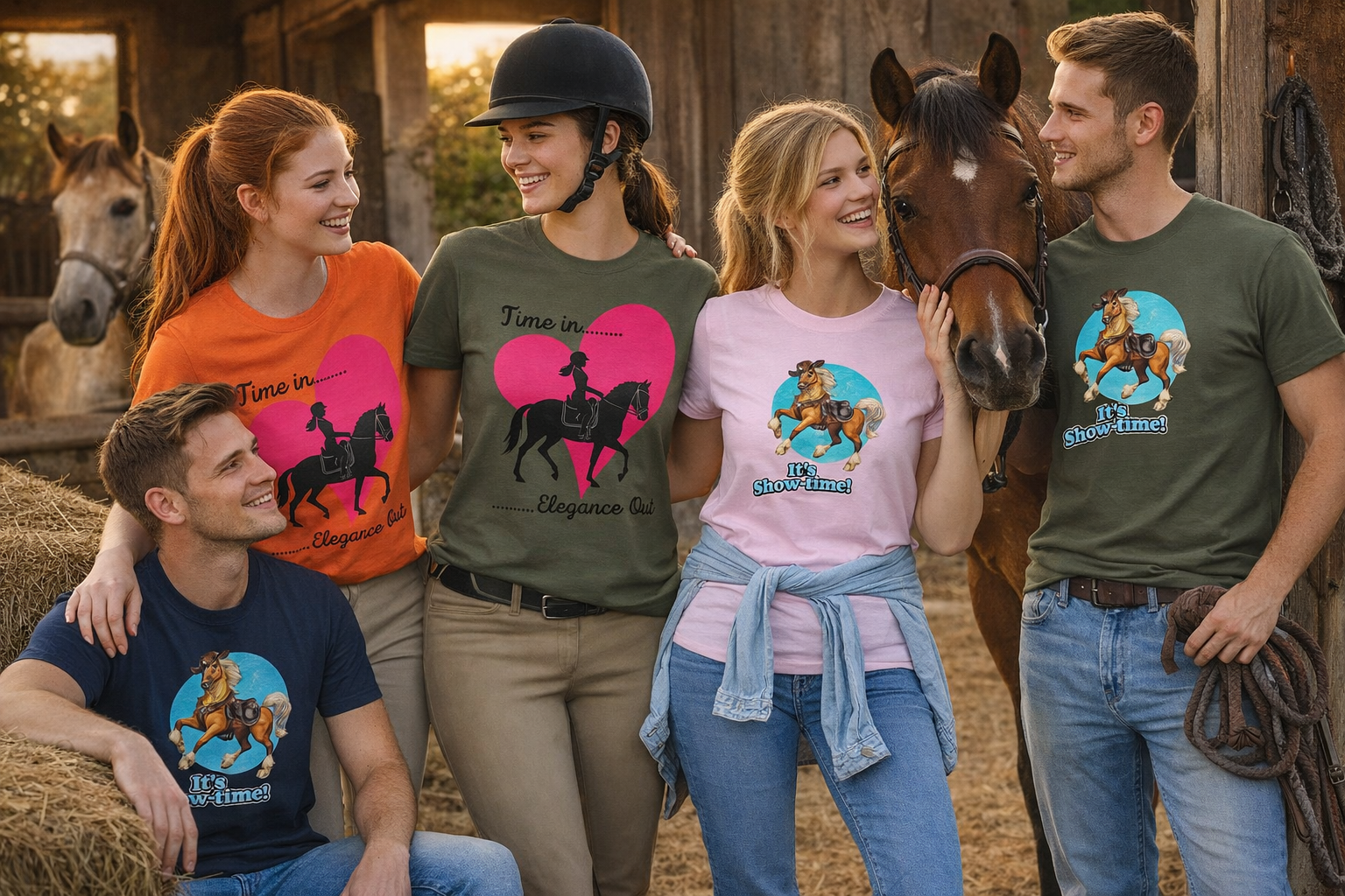 Time In, Elegance Out Equestrian T-Shirt Dressage & Horse Training Graphic Heart Tee