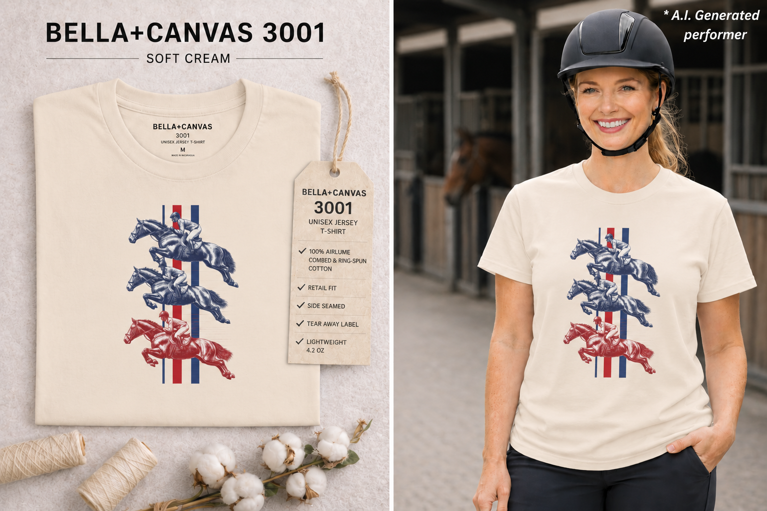 Vintage Show Jumping Horses T‑Shirt UK Red White Blue Equestrian Tee for Riders & Owners