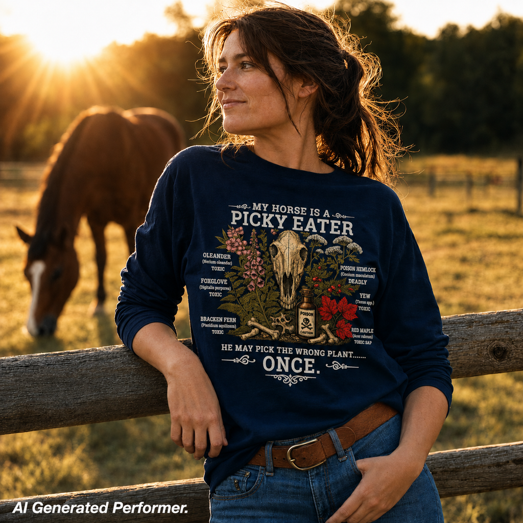 Toxic Plants for Horses Long Sleeve Tee Equestrian Barn Shirt Gildan 2400 Sizes: S to 5XL