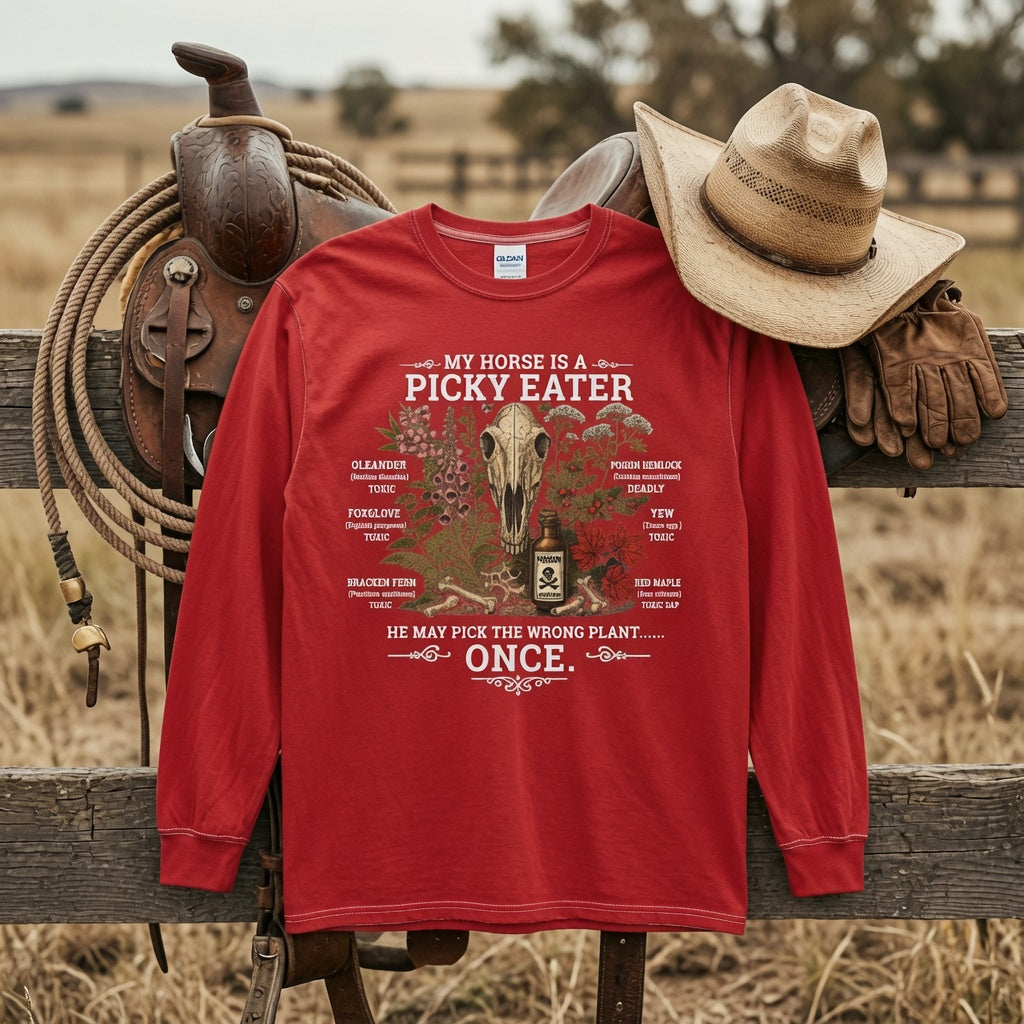 Toxic Plants for Horses Long Sleeve Tee Equestrian Barn Shirt Gildan 2400 Sizes: S to 5XL