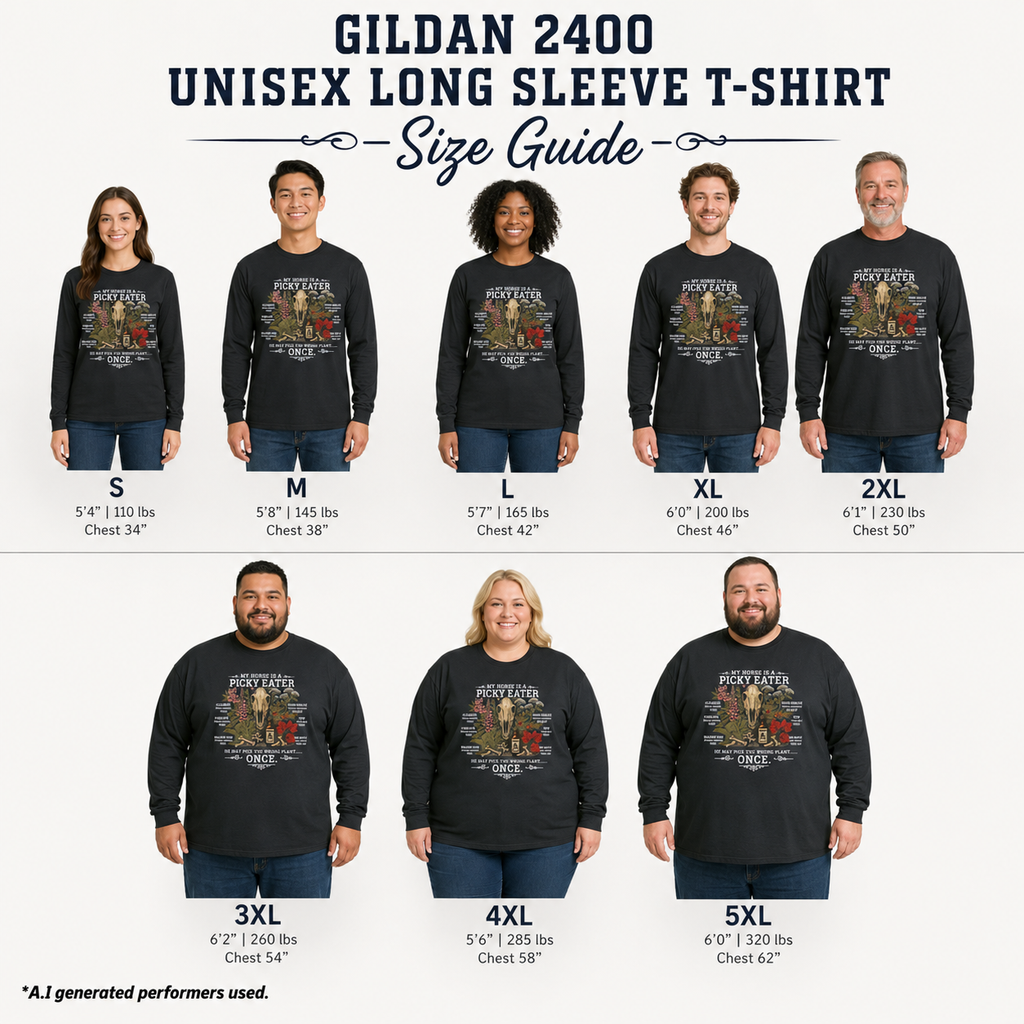 Toxic Plants for Horses Long Sleeve Tee Equestrian Barn Shirt Gildan 2400 Sizes: S to 5XL