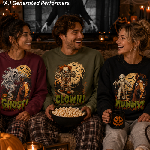 Mummy! Spooky Horse Halloween Sweatshirt Funny Haunted Pony Crewneck