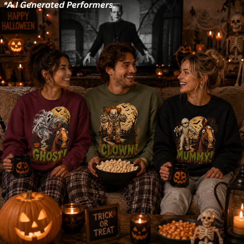 Ghost! Spooky Horse Halloween Sweatshirt Funny Haunted Pony Crewneck