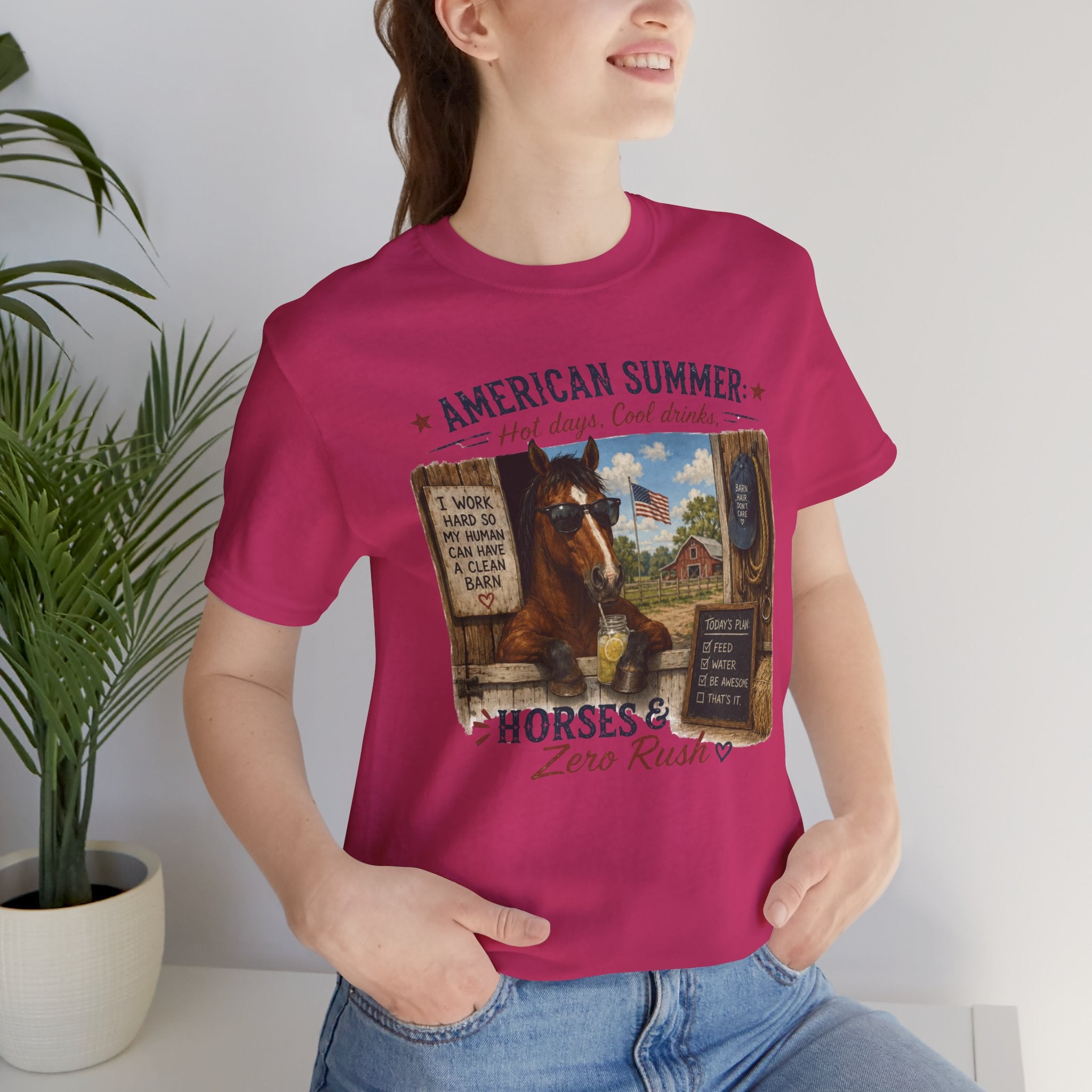 American Summer Horses T-Shirt | "Horses & Zero Rush" Vintage Farm Tee