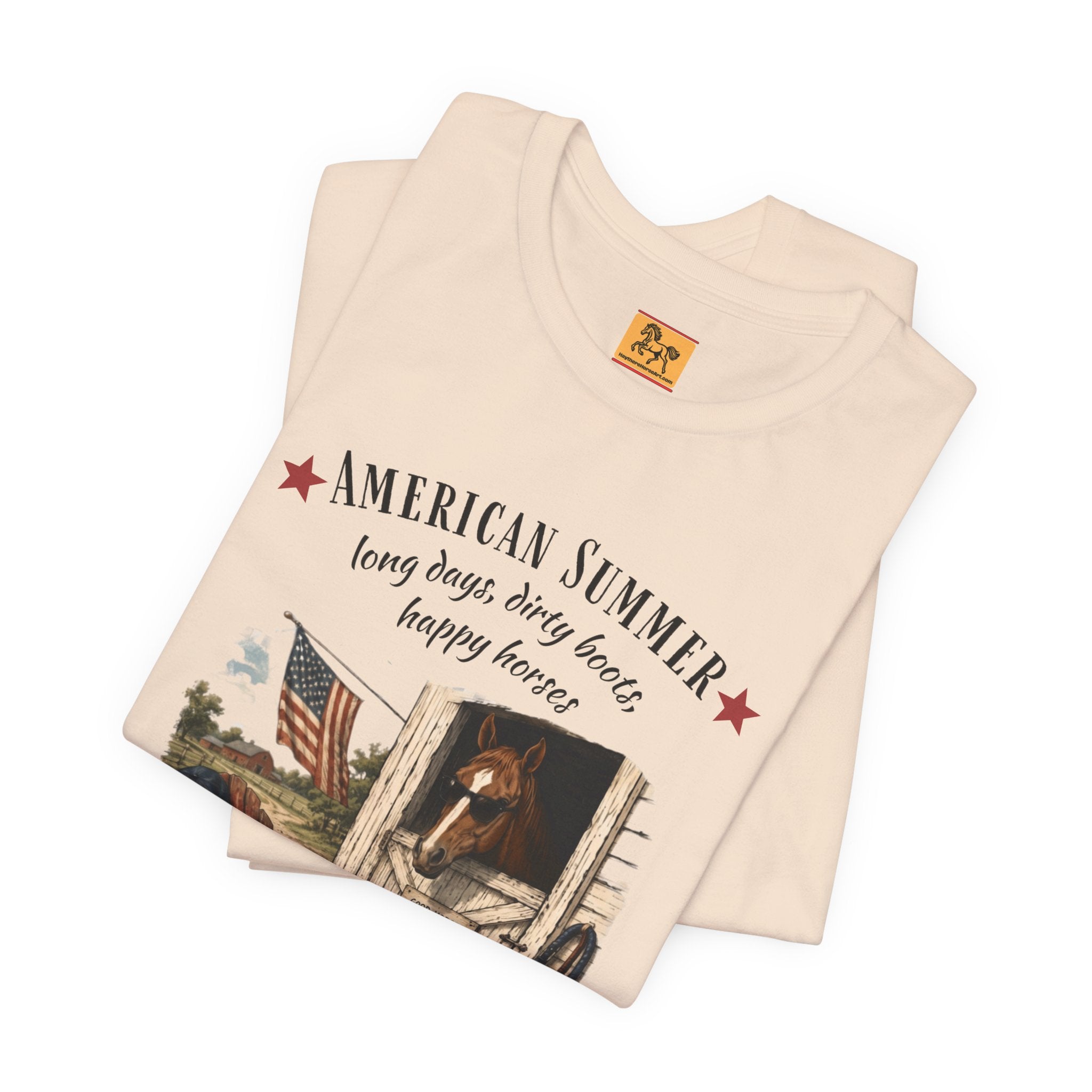Horse Life American Summer T-Shirt | Rustic Equestrian Vintage Tee