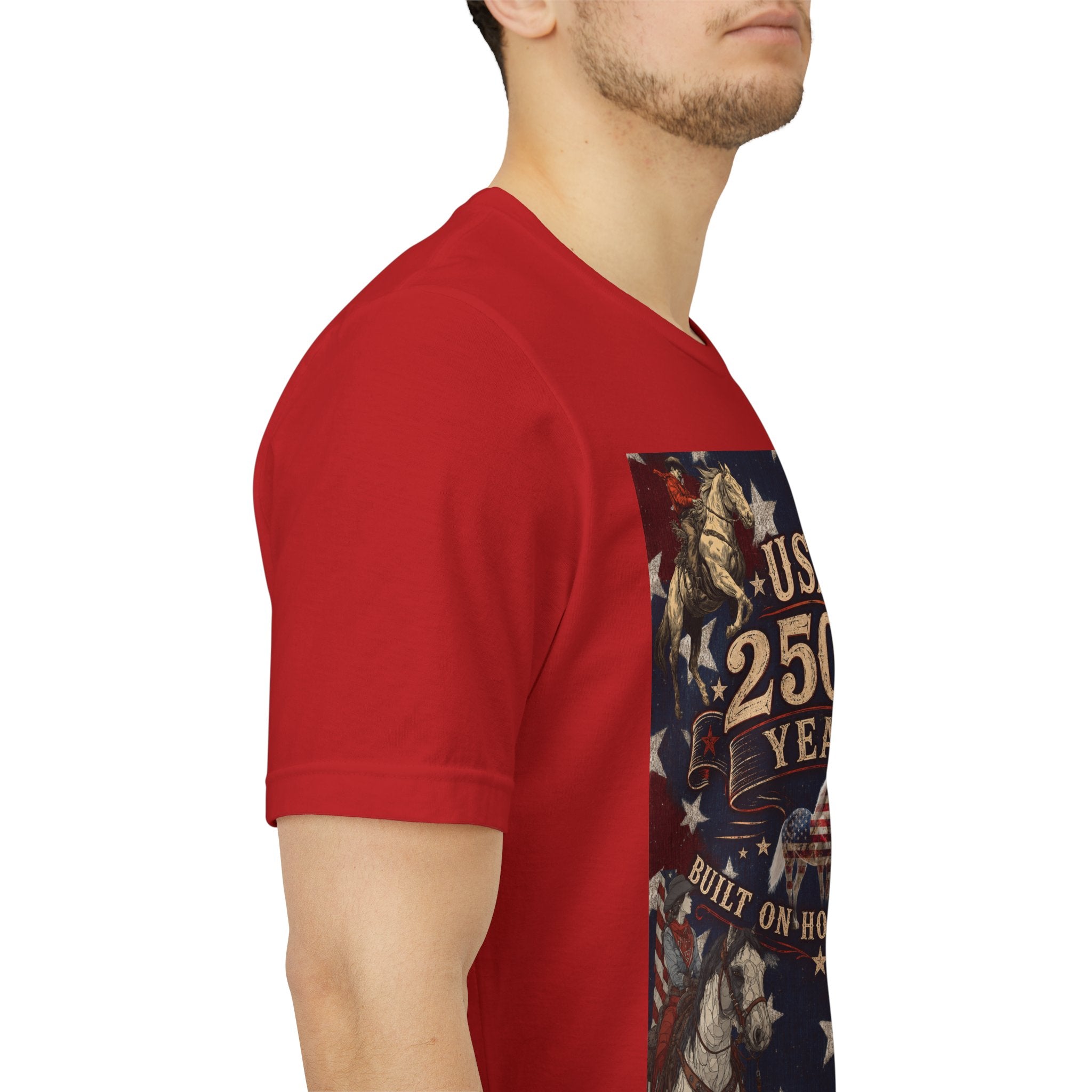 USA 250th Anniversary "Built on Horseback" Patriotic T-Shirt | American Equestrian Tee