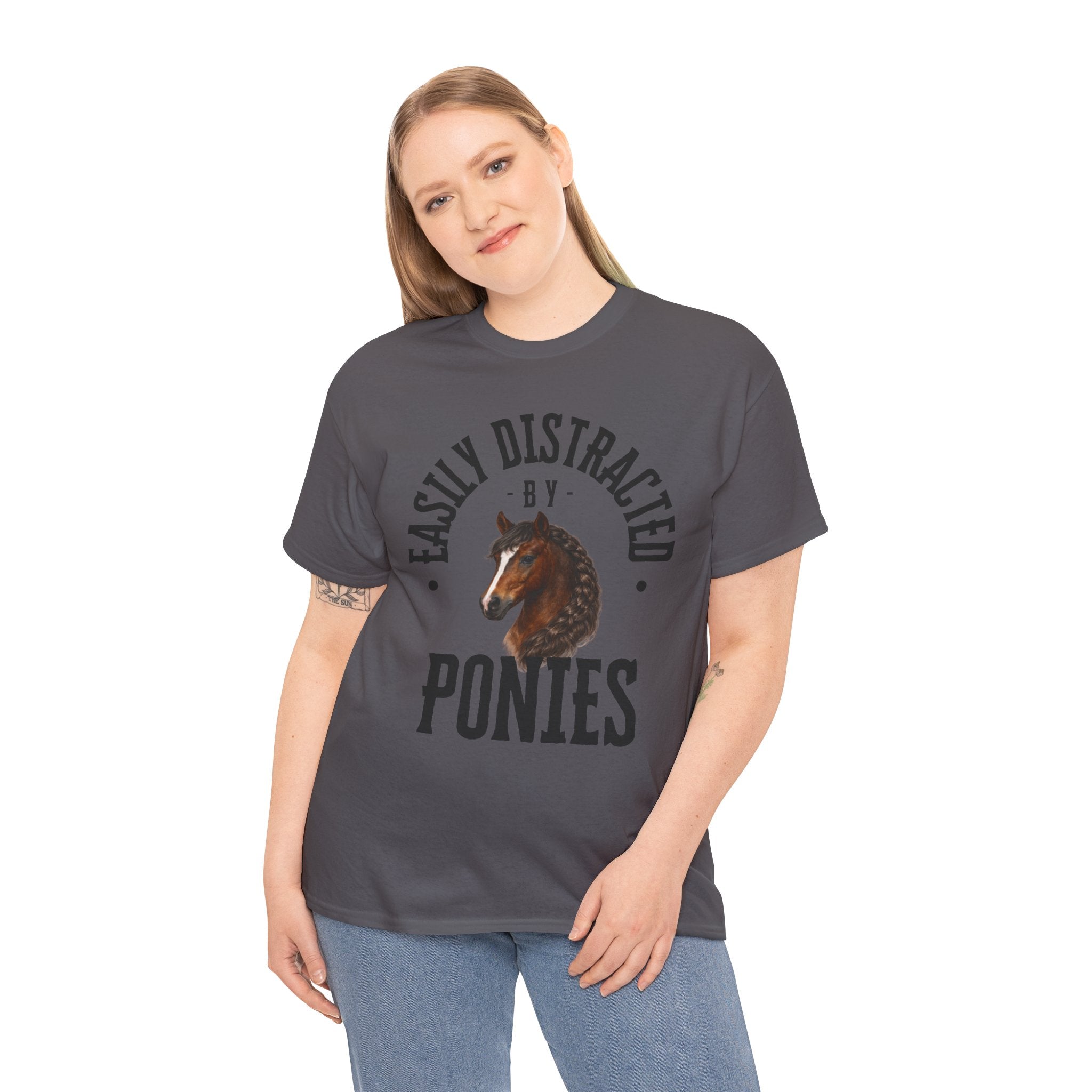 "Easily Distracted by Ponies" Equestrian T-Shirt | Funny Horse Lover Tee