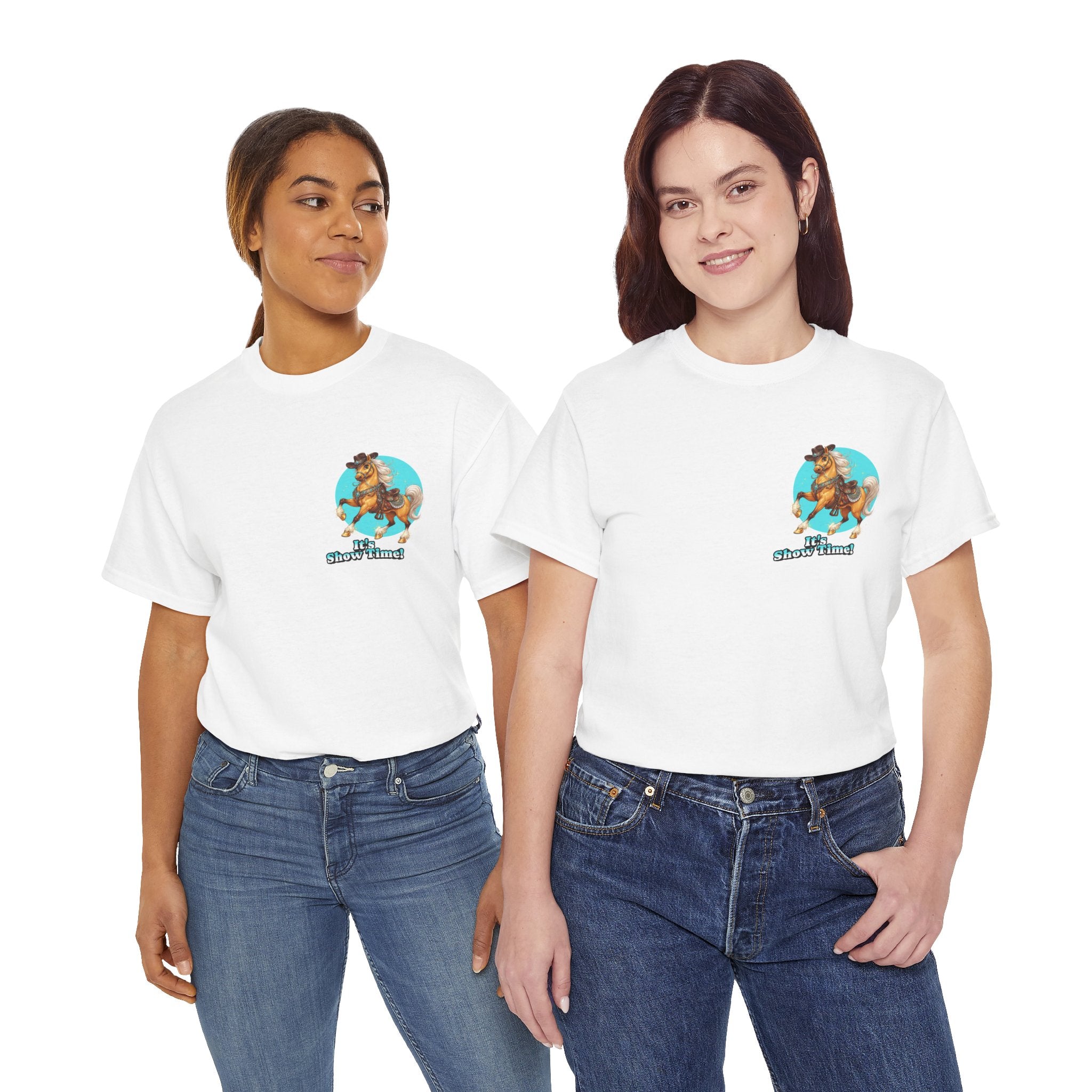 "It's Show Time!" Equestrian T-Shirt | Small Logo Horse Show Graphic Tee