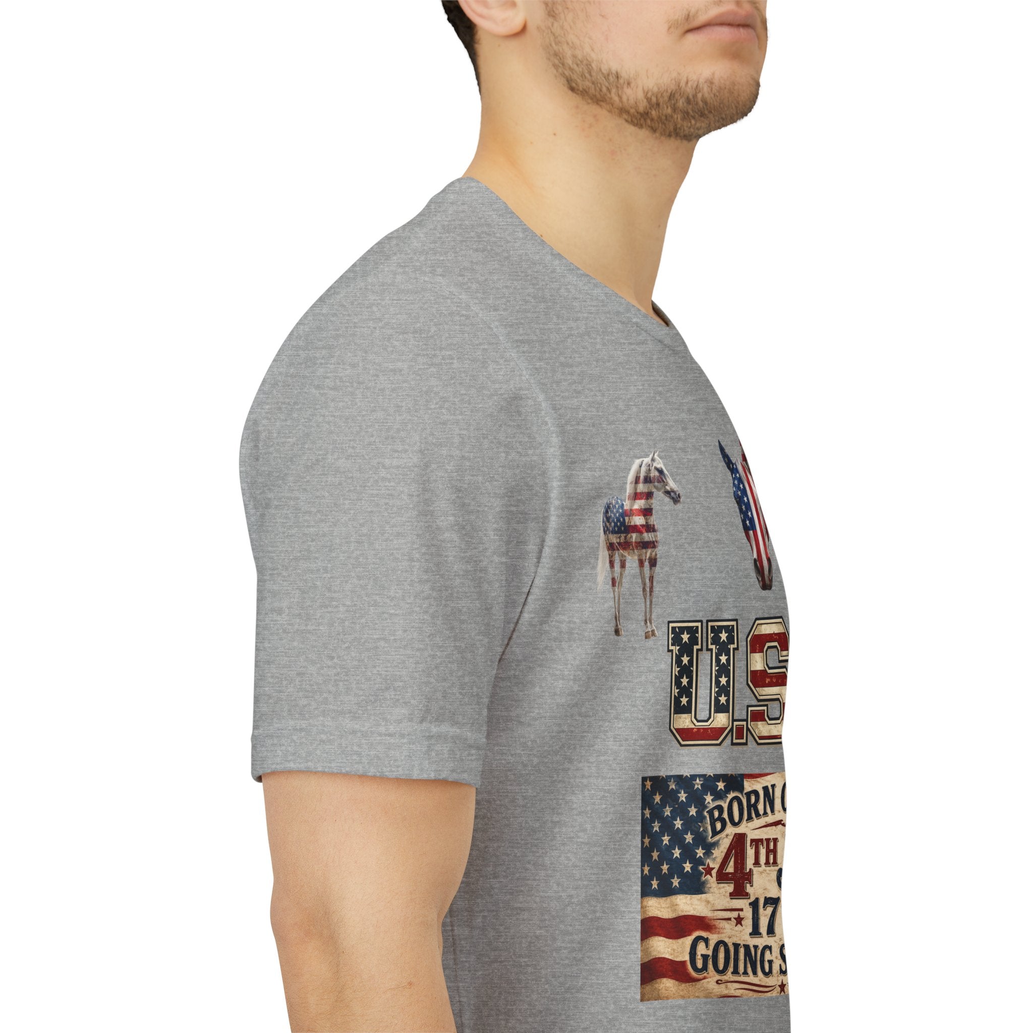 USA Born on the 4th of July 1776 Independence Day Patriotic T-Shirt | American Horse Tee