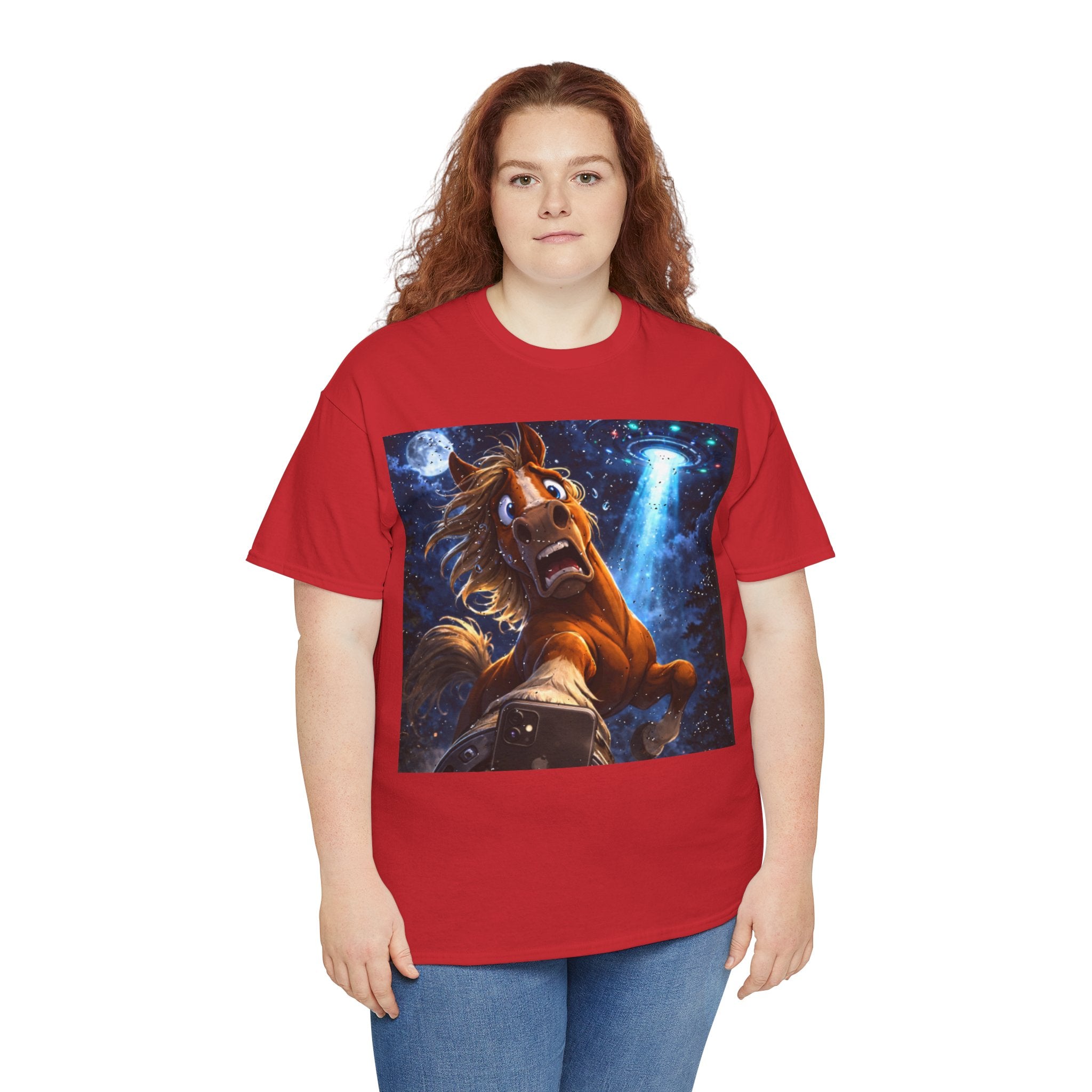 Horse Selfie Surreal Graphic T-Shirt | Funny "Hay There" Horse Art Tee