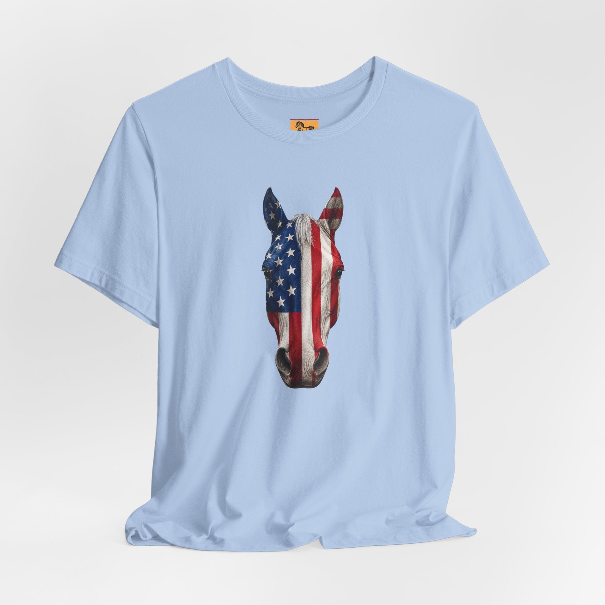 American Flag Horse Head Tee | Patriotic Equestrian T-Shirt for 4th of July