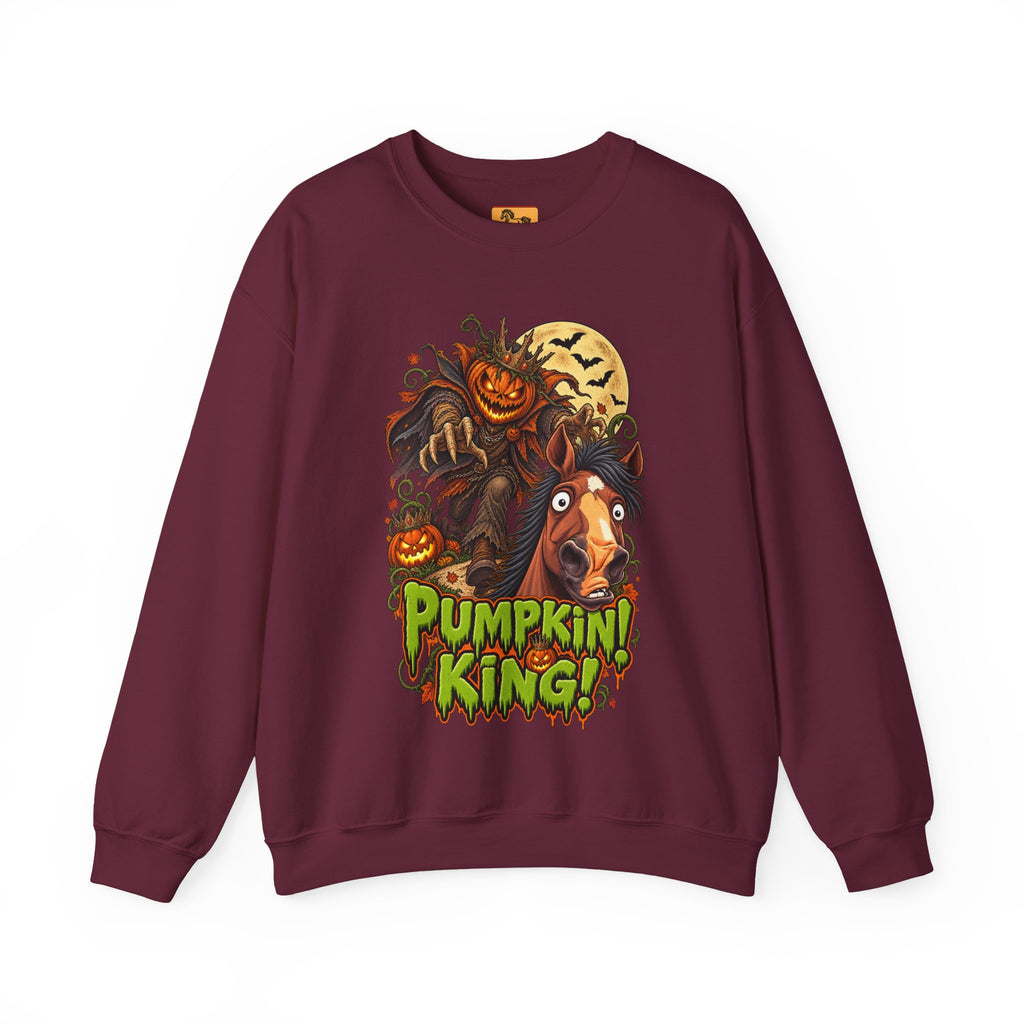 Pumpkin King! Spooky Horse Halloween Sweatshirt Funny Haunted Pony Crewneck