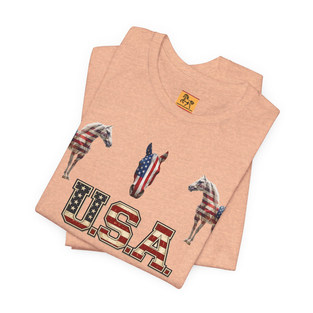 USA Born on the 4th of July 1776 Independence Day Patriotic T-Shirt | American Horse Tee