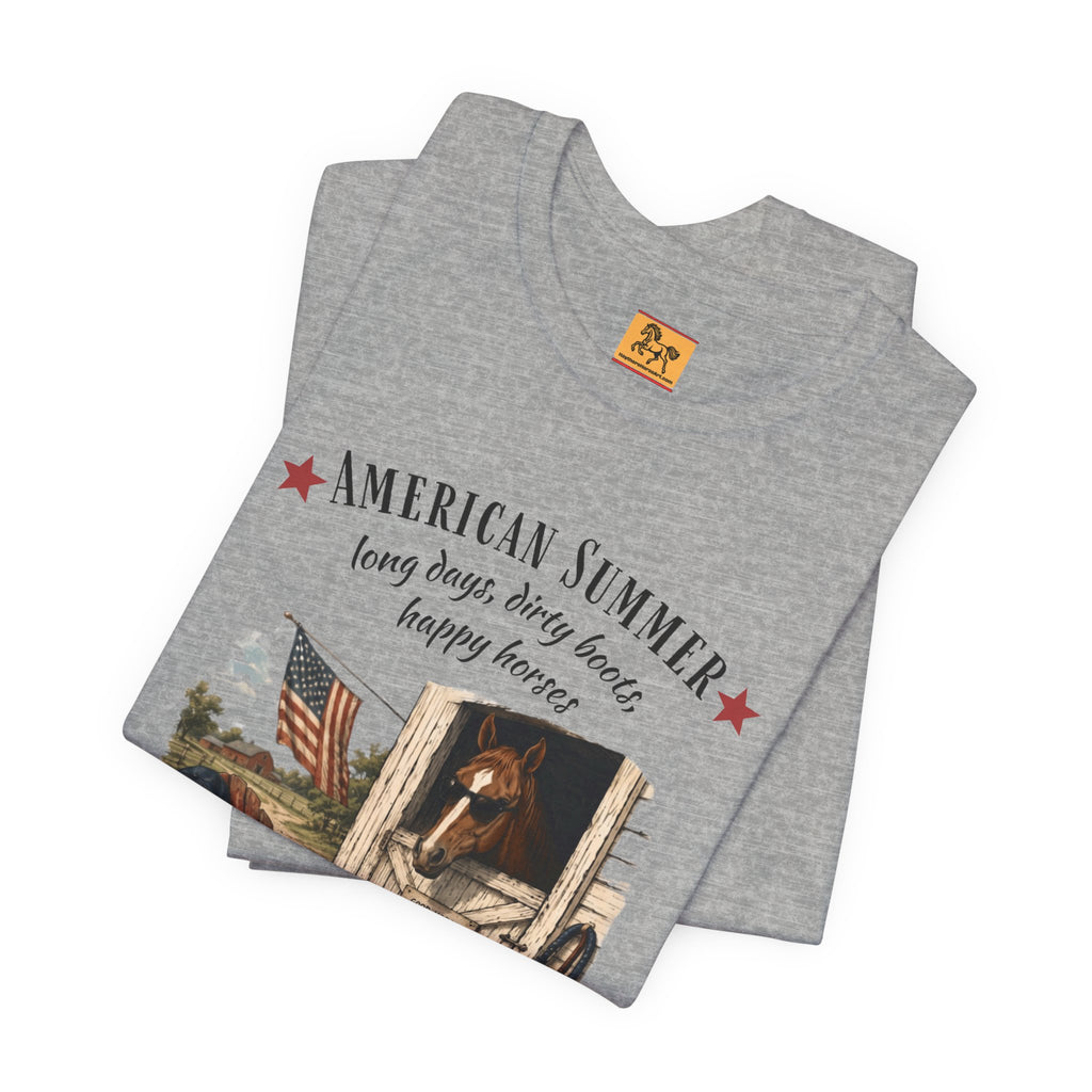 Horse Life American Summer T-Shirt | Rustic Equestrian Vintage Tee