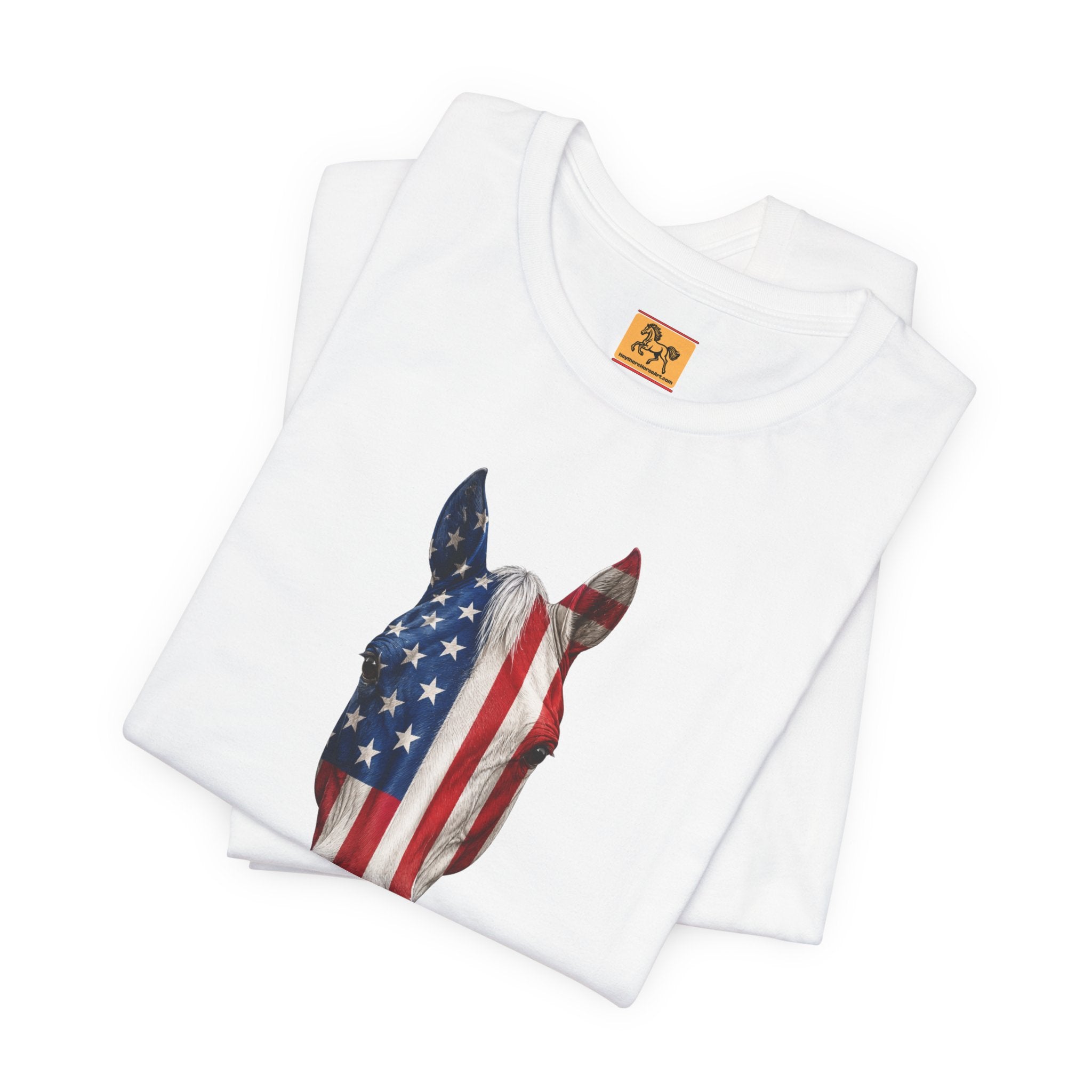 American Flag Horse Head Tee | Patriotic Equestrian T-Shirt for 4th of July