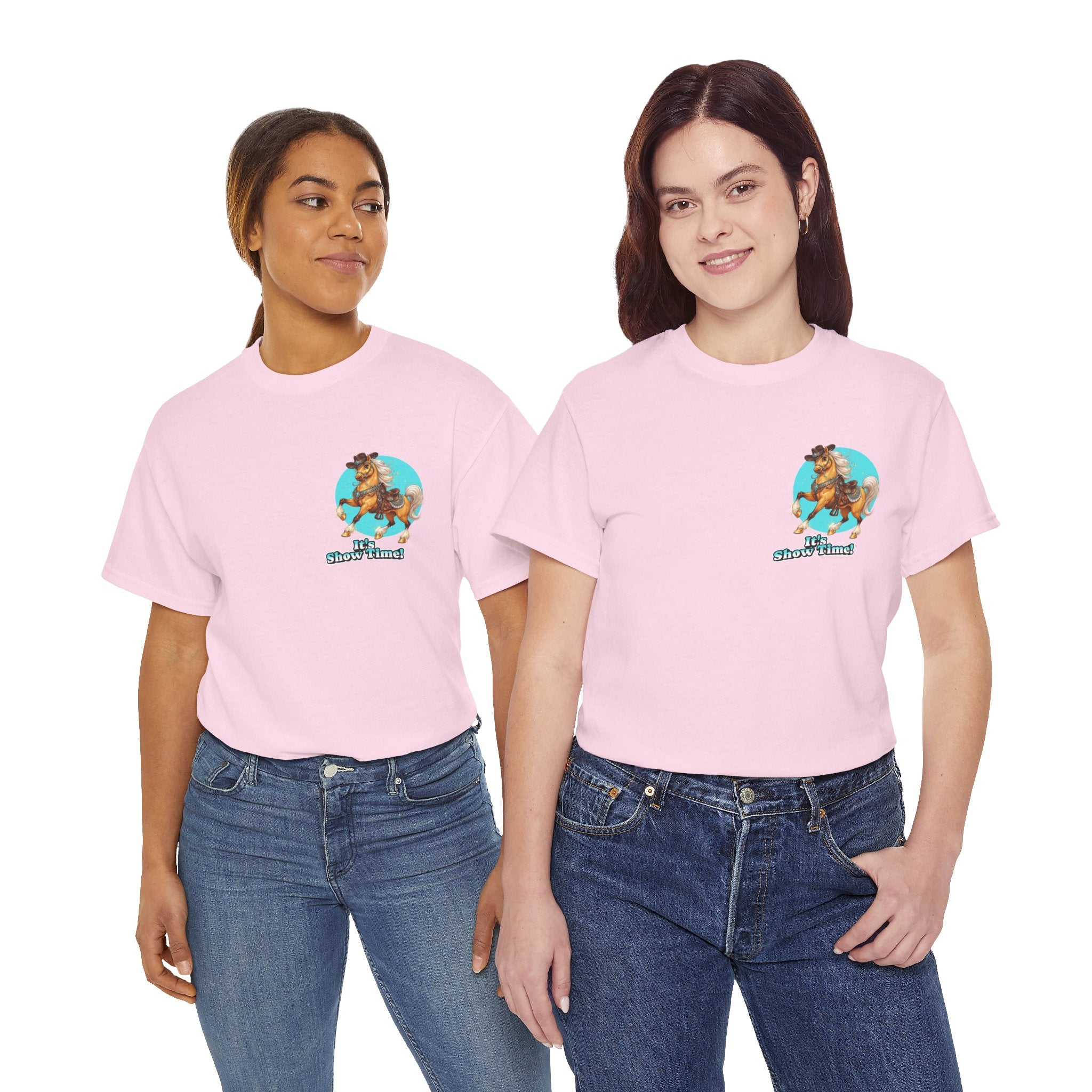 "It's Show Time!" Equestrian T-Shirt | Small Logo Horse Show Graphic Tee
