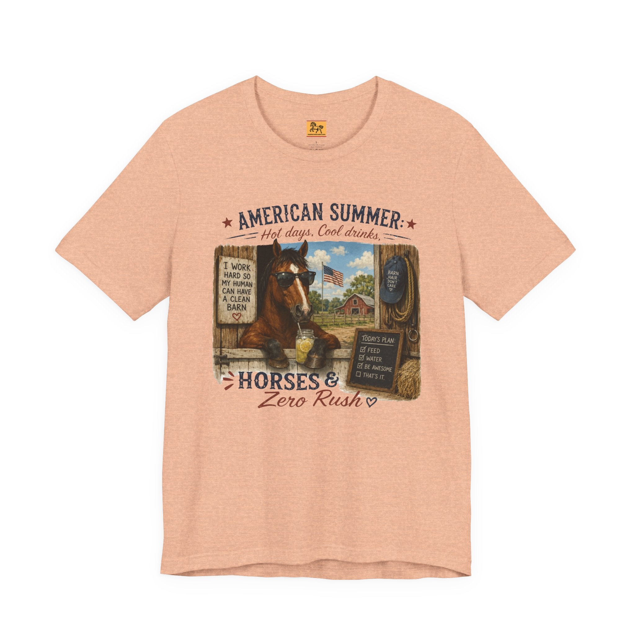 American Summer Horses T-Shirt | "Horses & Zero Rush" Vintage Farm Tee