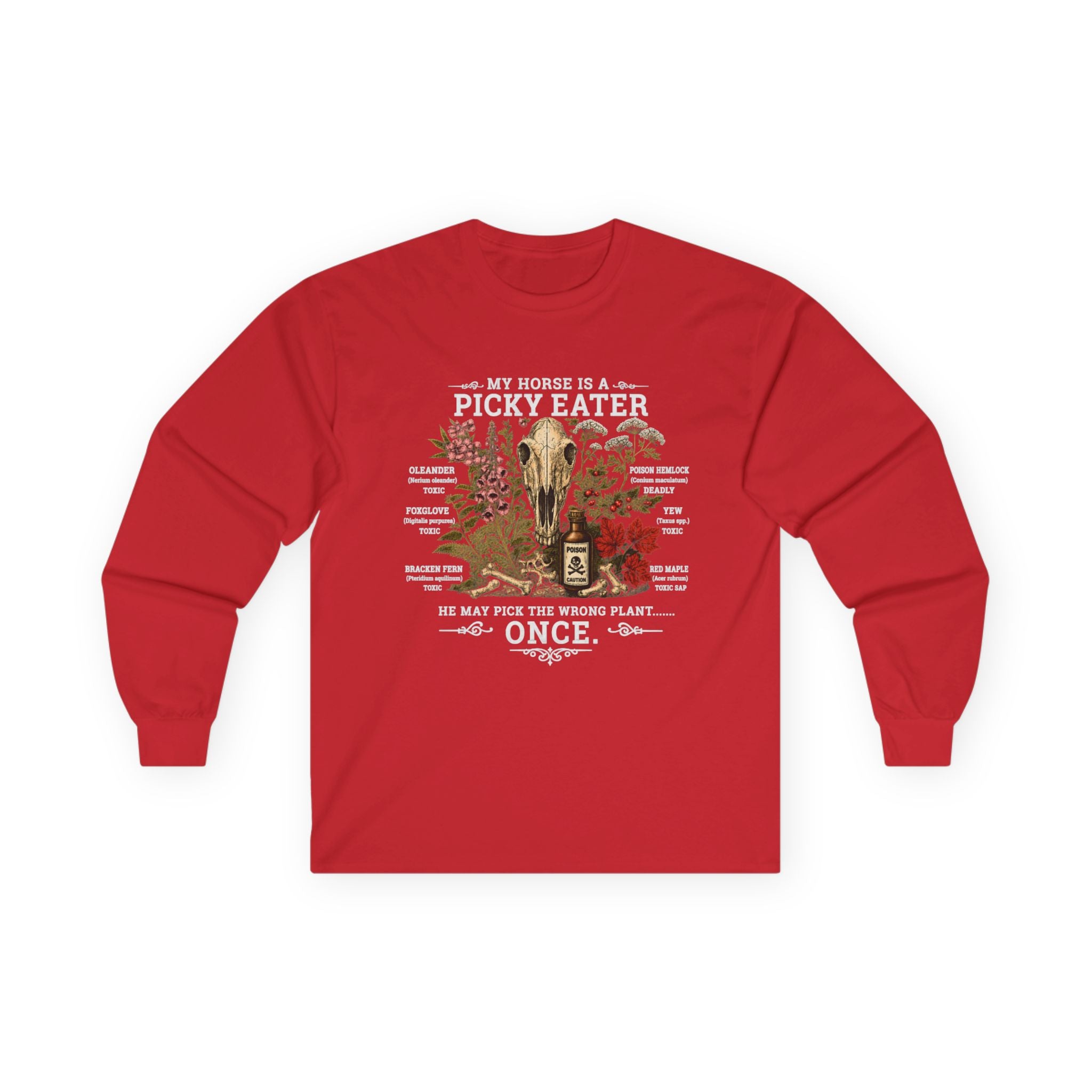 Toxic Plants for Horses Long Sleeve Tee Equestrian Barn Shirt Gildan 2400 Sizes: S to 5XL