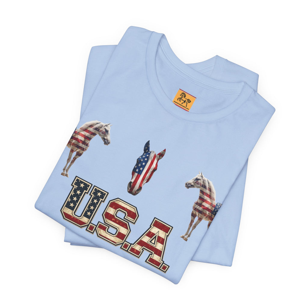 USA Born on the 4th of July 1776 Independence Day Patriotic T-Shirt | American Horse Tee