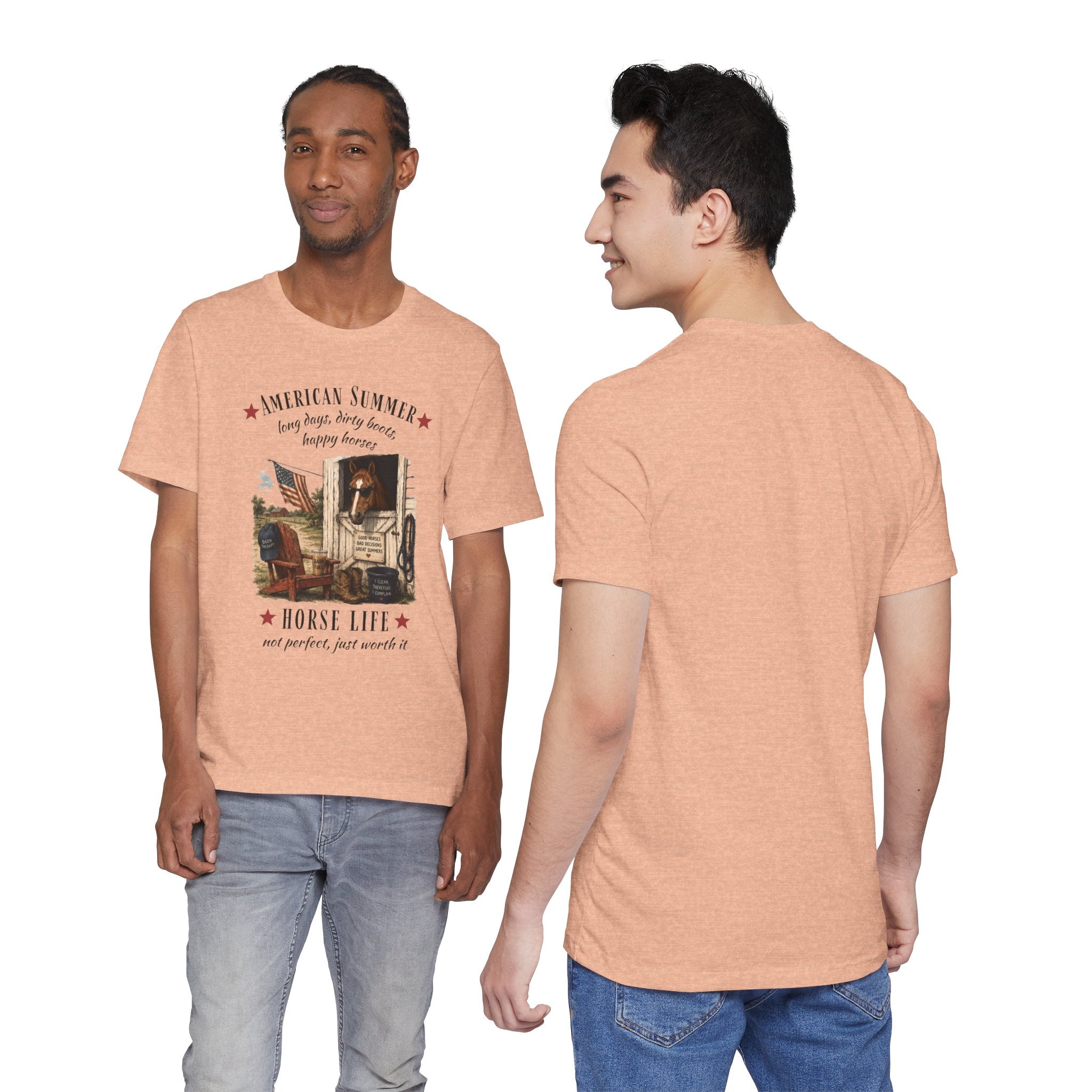 Horse Life American Summer T-Shirt | Rustic Equestrian Vintage Tee