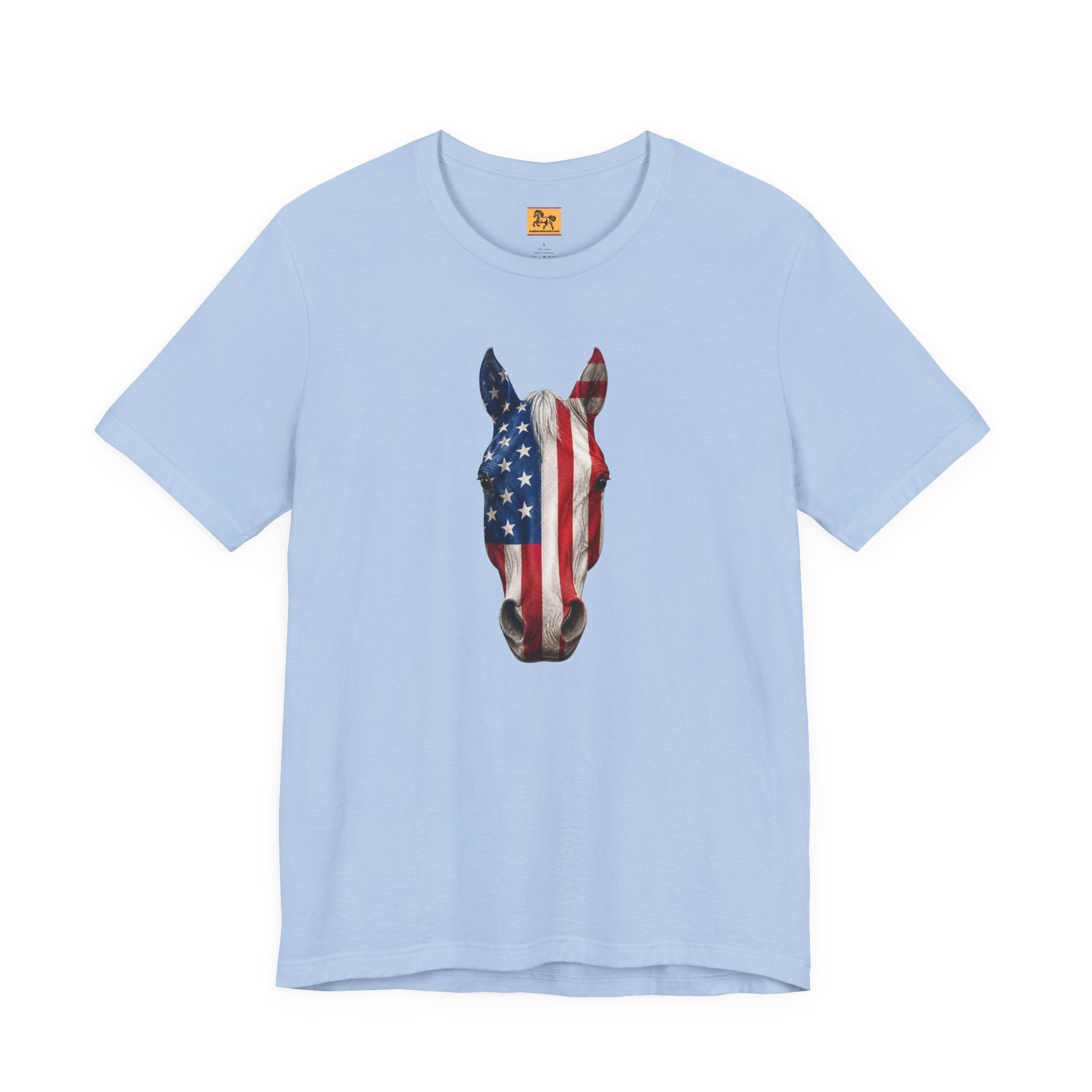 American Flag Horse Head Tee | Patriotic Equestrian T-Shirt for 4th of July